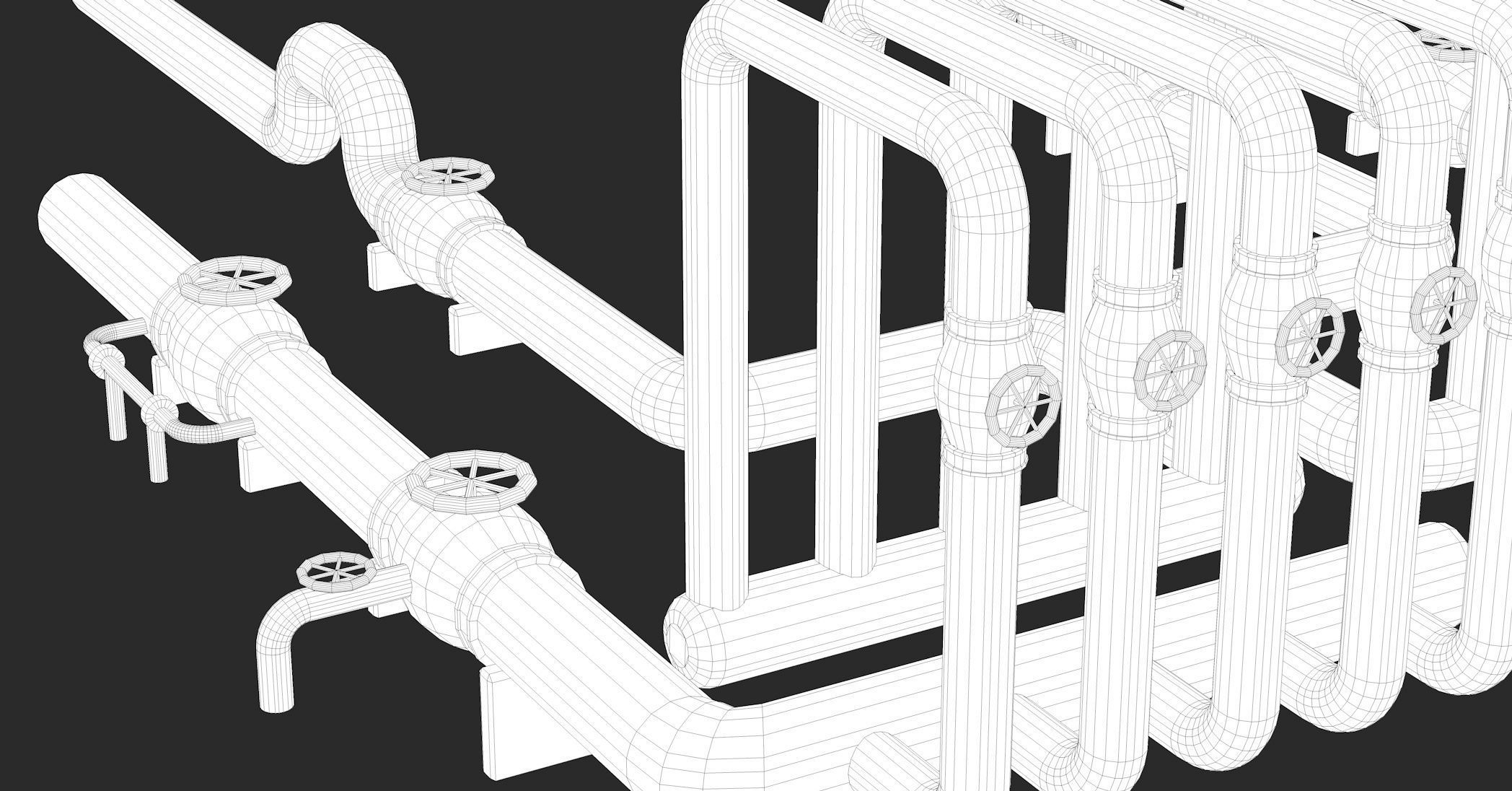 Black Industrial Pipes Model 3D model_10