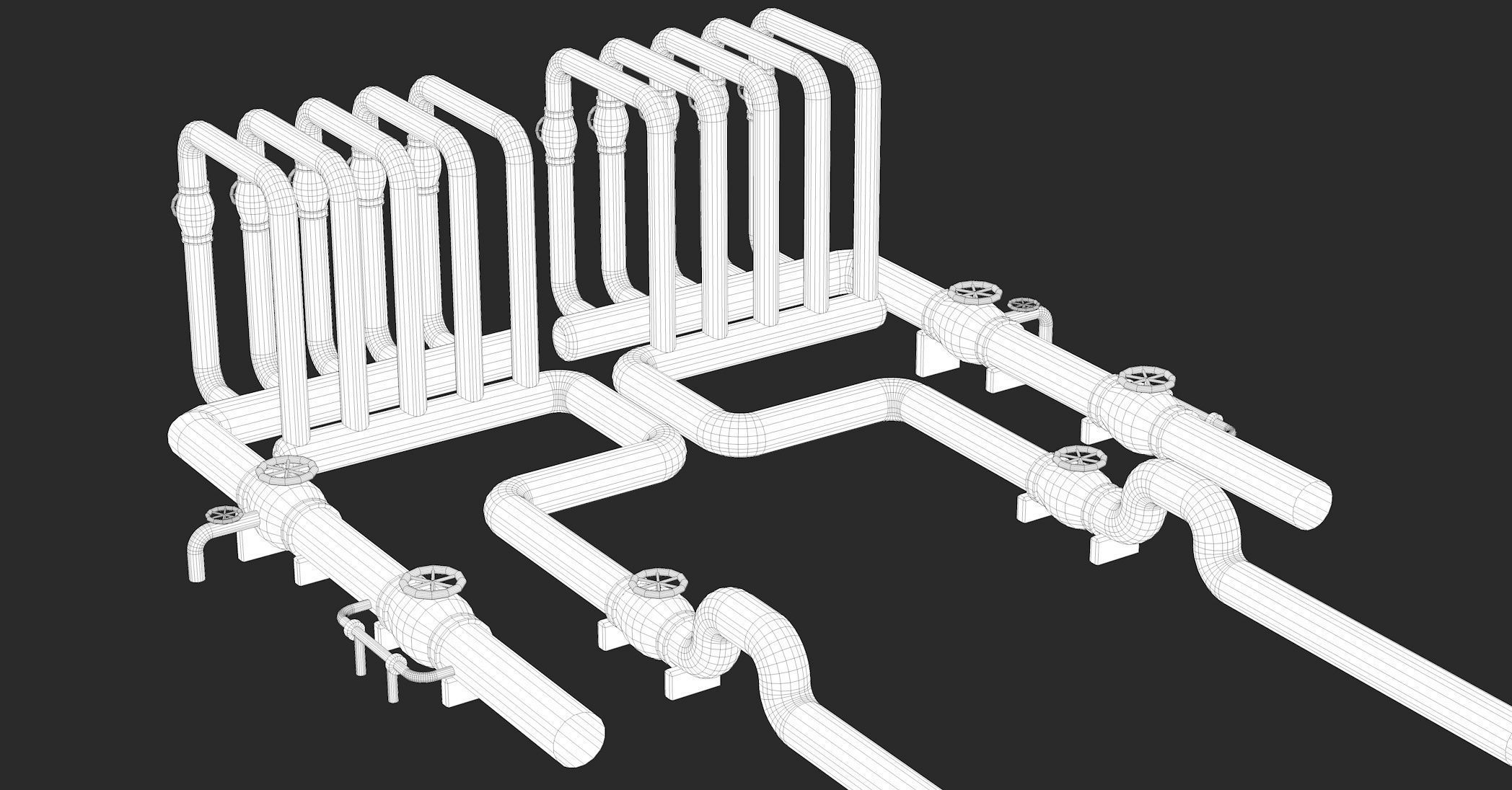 Black Industrial Pipes Model 3D model_7