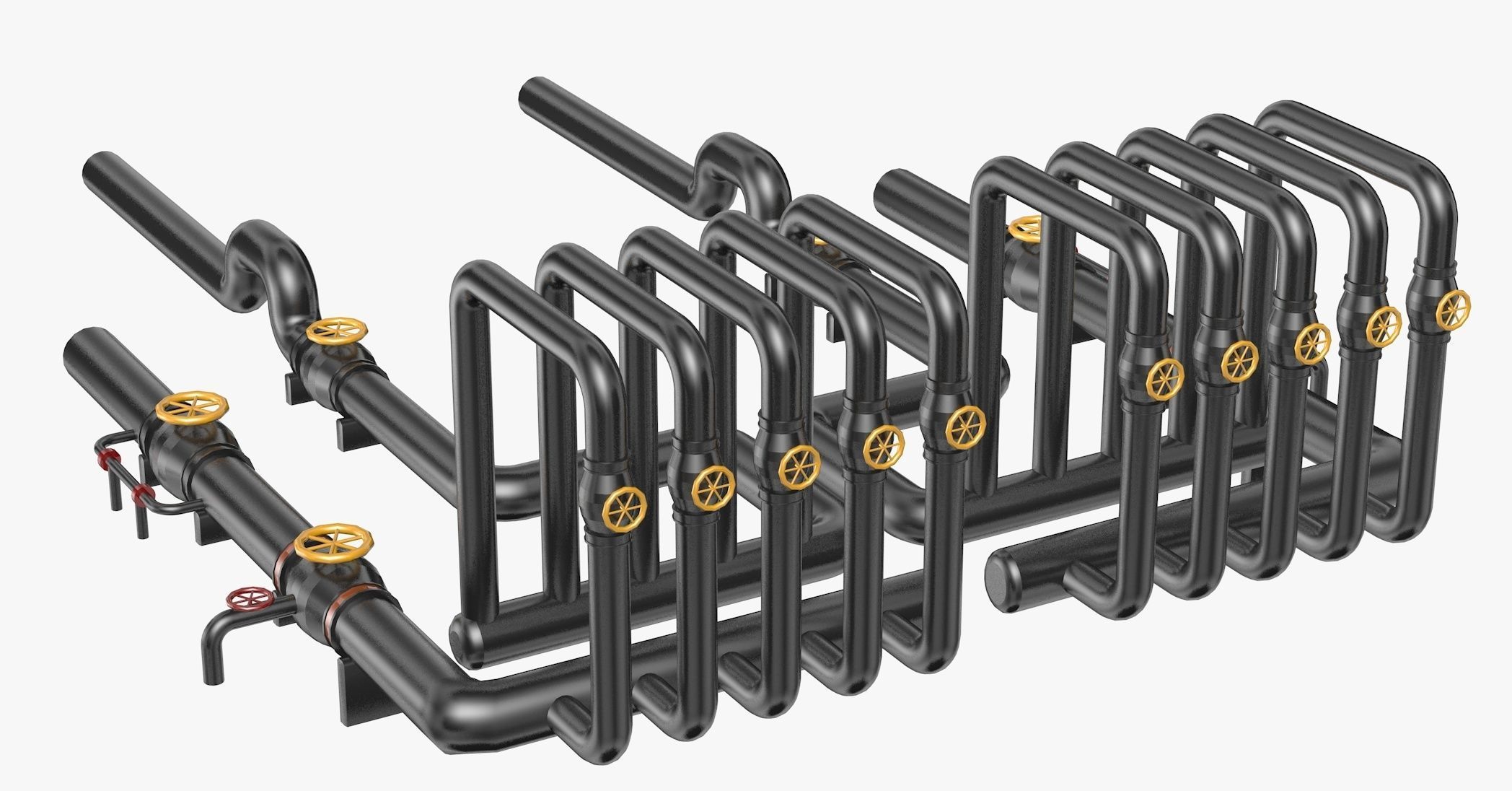 Black Industrial Pipes Model 3D model_1