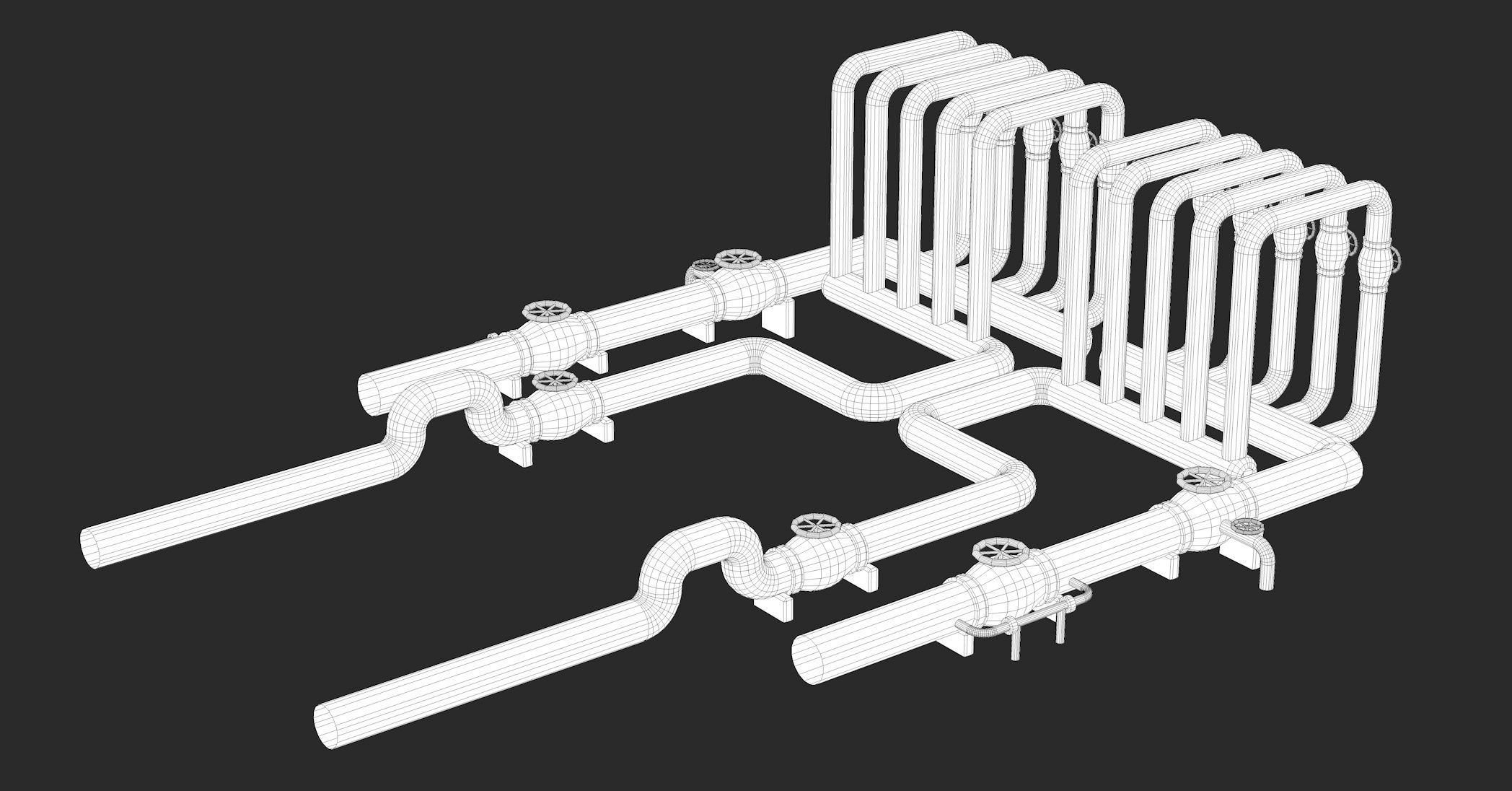 Black Industrial Pipes Model 3D model_6