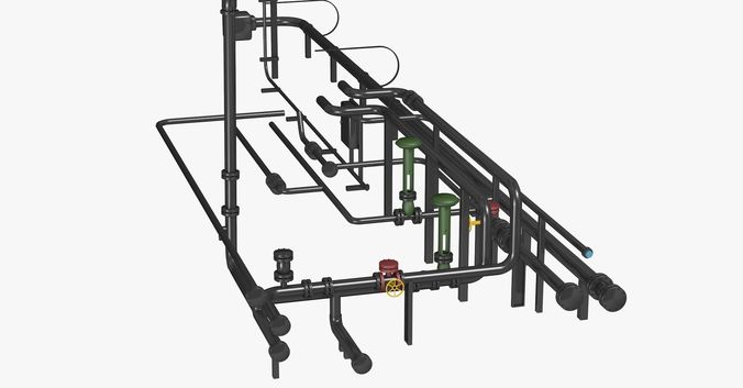 Black Industrial Pipes 3D model