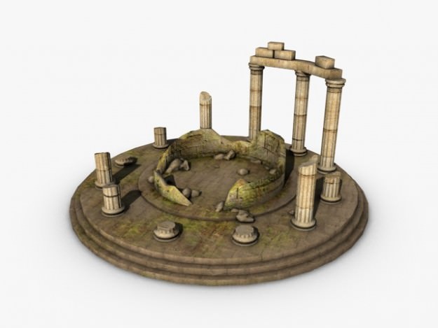 Ancient temple ruins 3D model_2