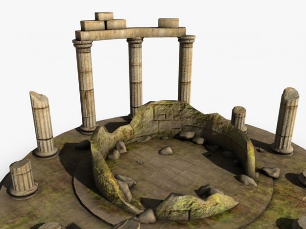 Ancient temple ruins 3D model_3