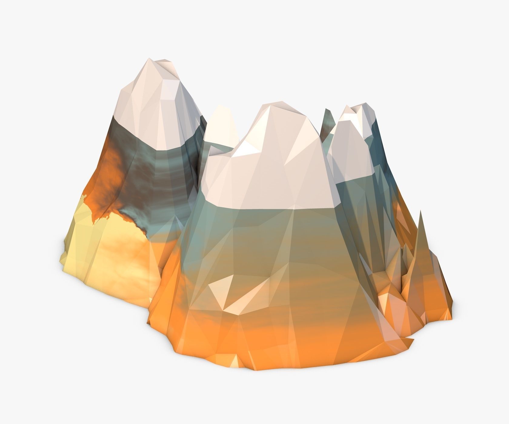 Mountain Model Low Poly polygonal mountains 3D model_2