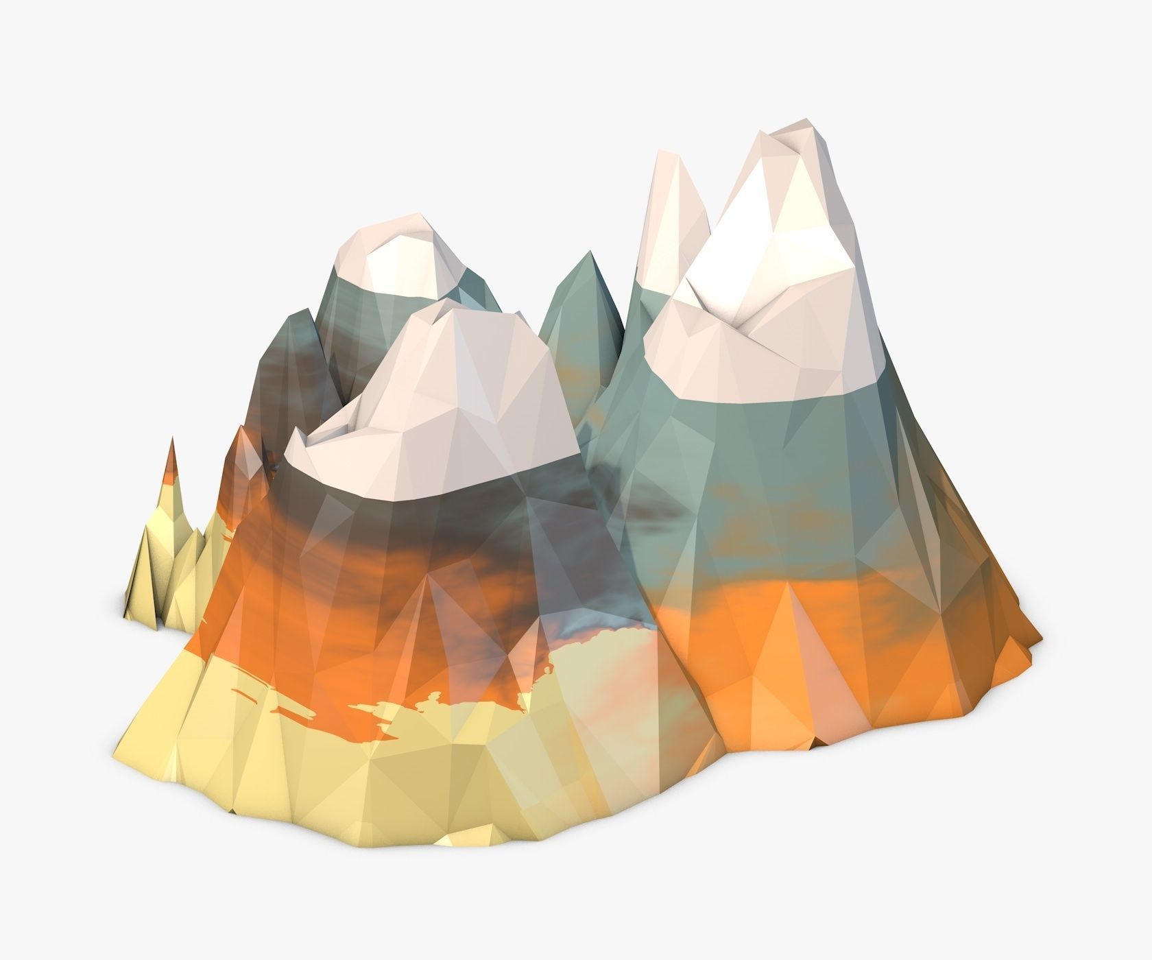 Mountain Model Low Poly polygonal mountains 3D model_4