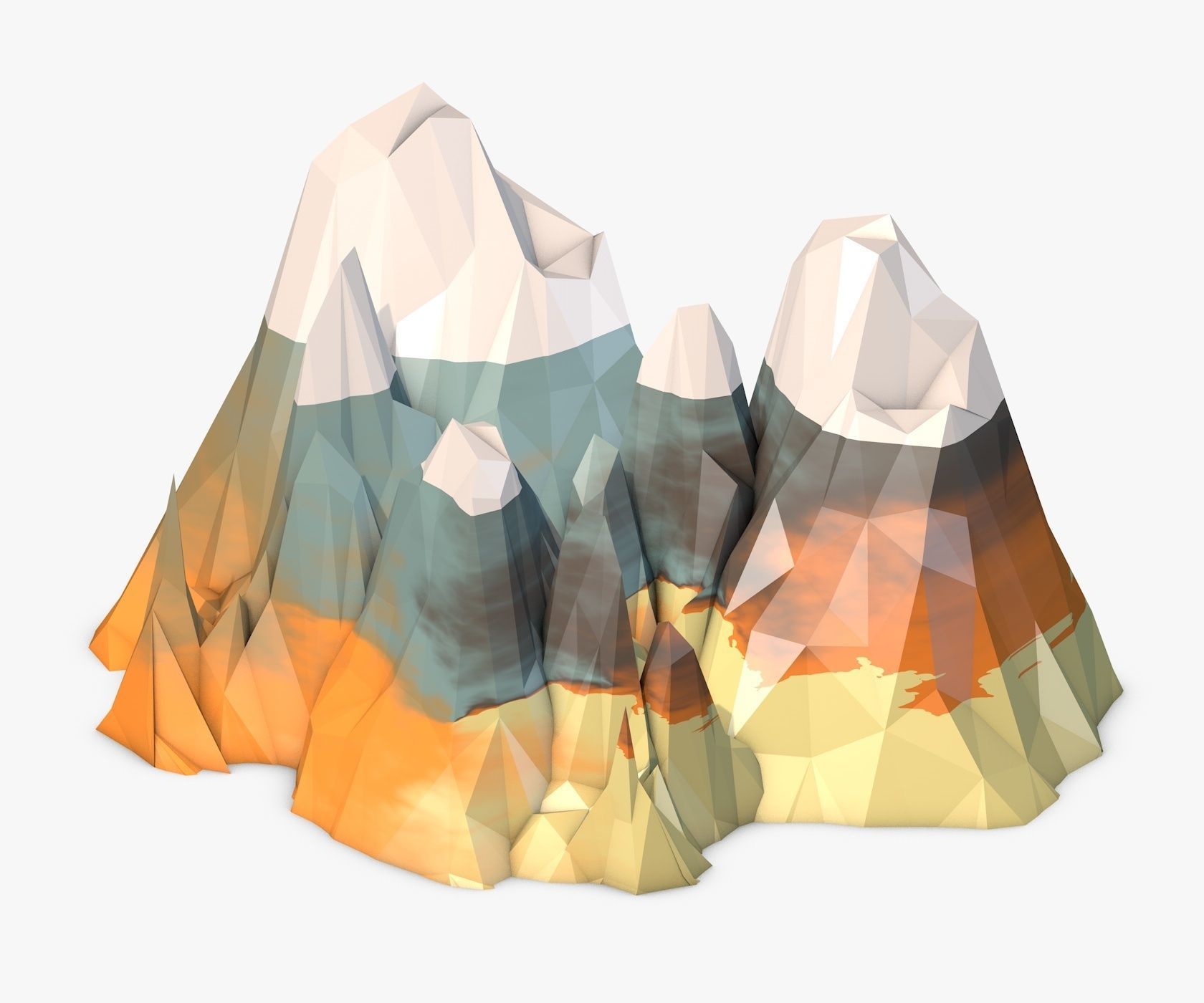 Mountain Model Low Poly polygonal mountains 3D model_1