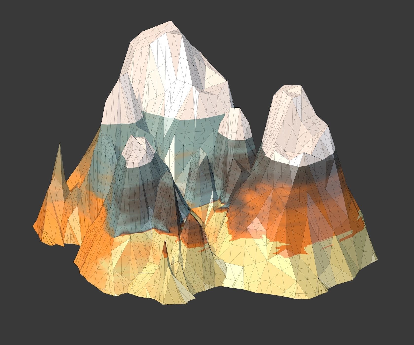 Mountain Model Low Poly polygonal mountains 3D model_6