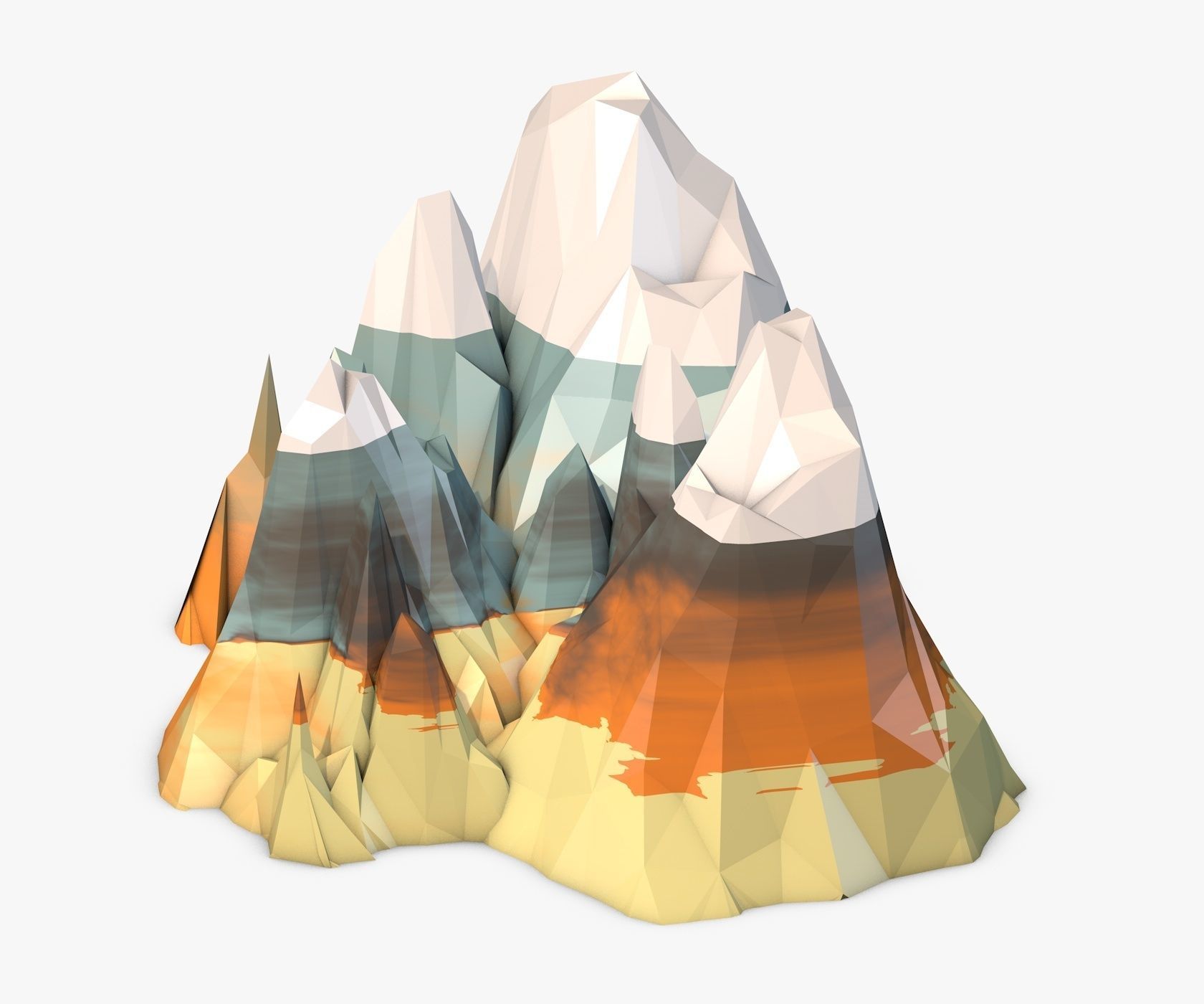 Mountain Model Low Poly polygonal mountains 3D model_5