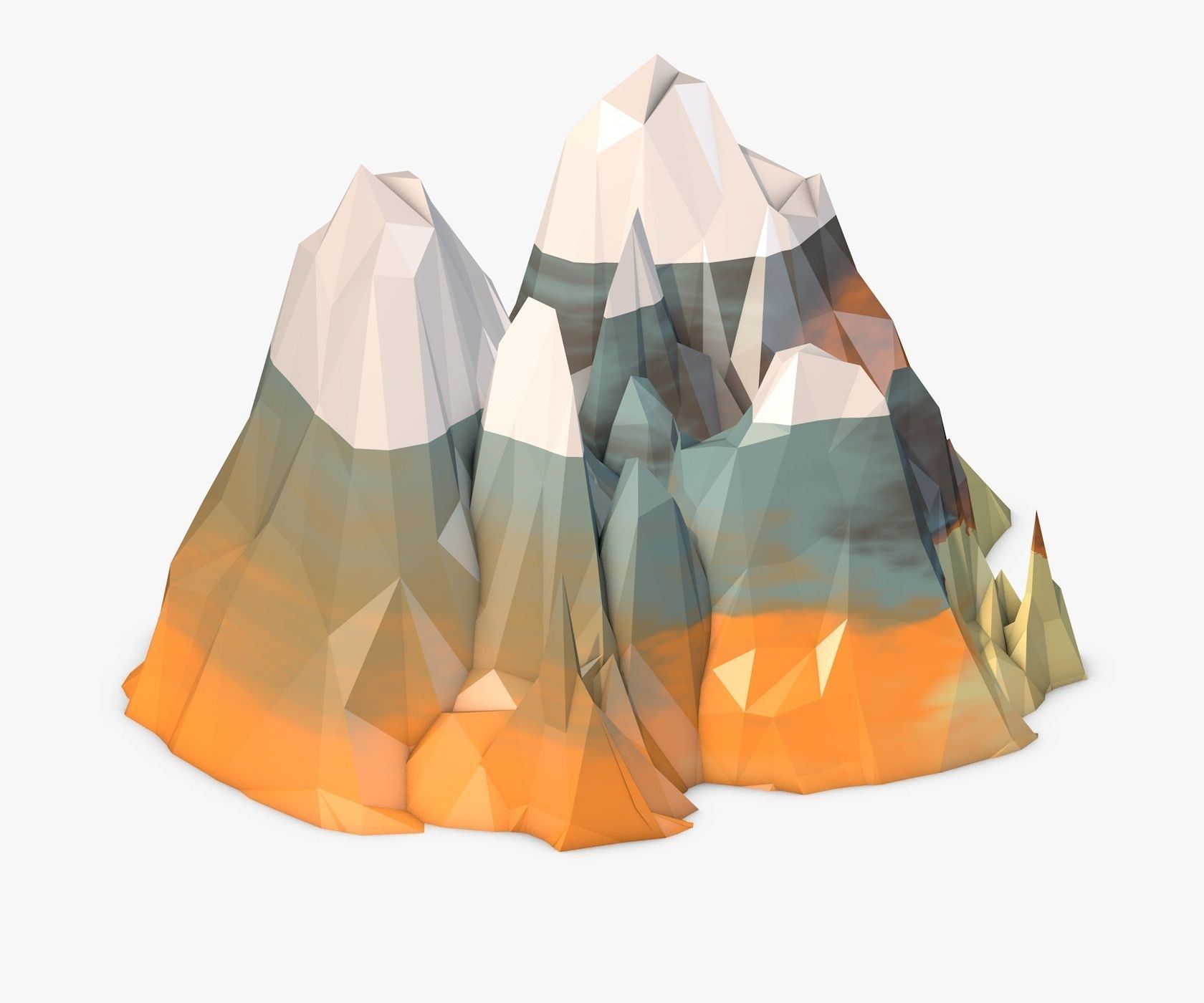 Mountain Model Low Poly polygonal mountains 3D model_3