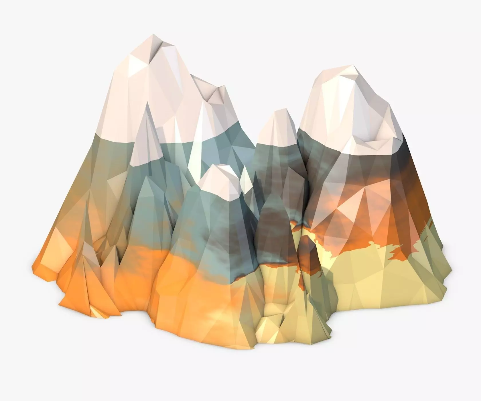 Mountain Model Low Poly polygonal mountains 3D model_0