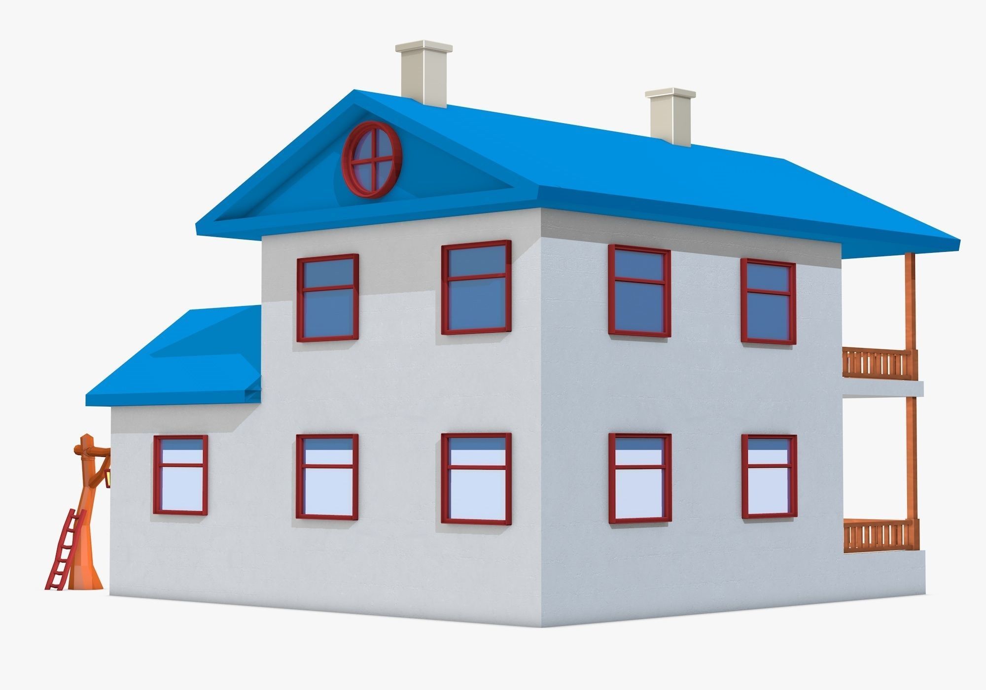 House with Solar Panel and Balcony 3D model_9