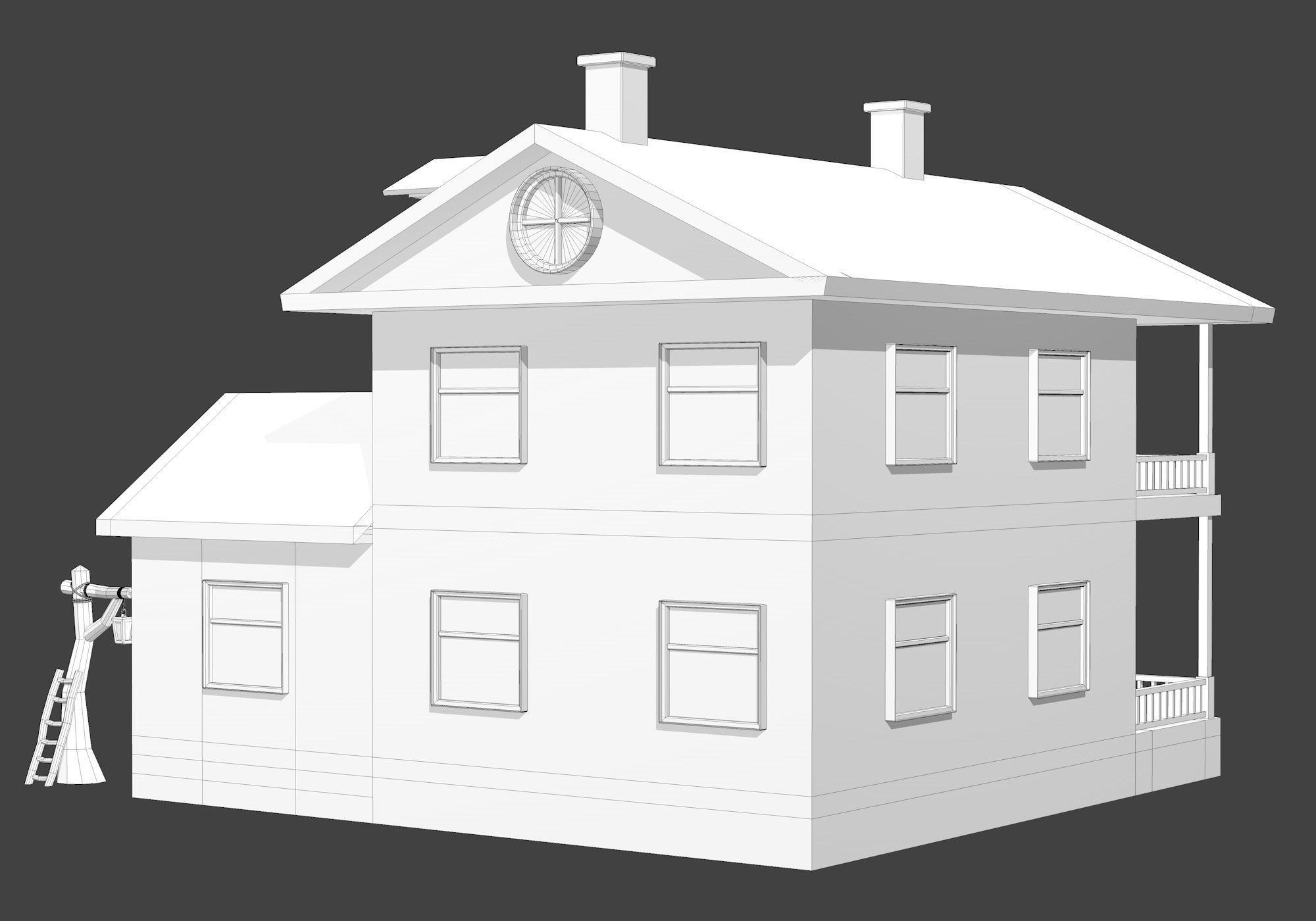 House with Solar Panel and Balcony 3D model_14