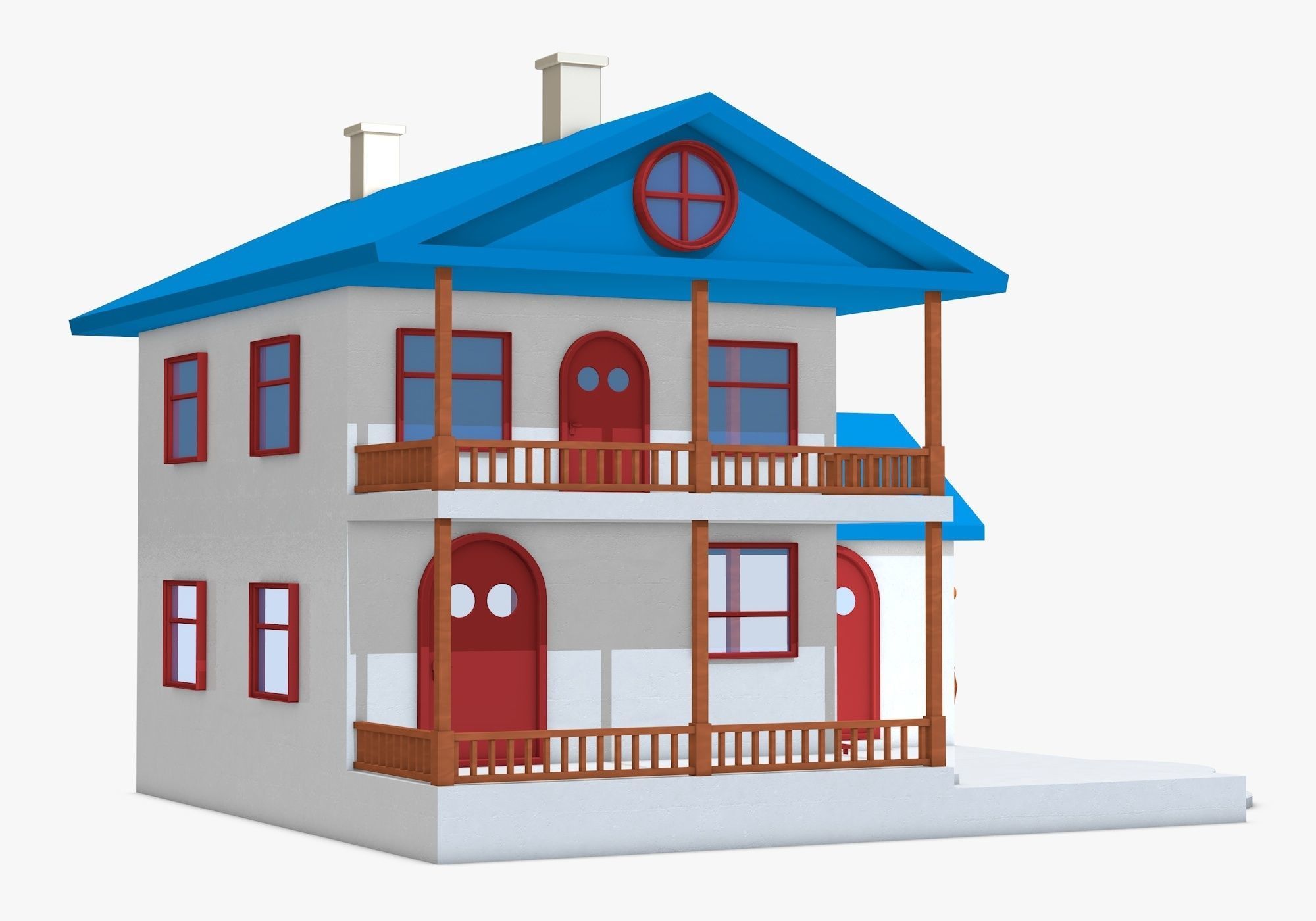 House with Solar Panel and Balcony 3D model_5