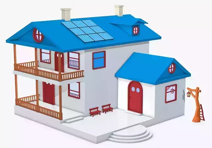 House with Solar Panel and Balcony