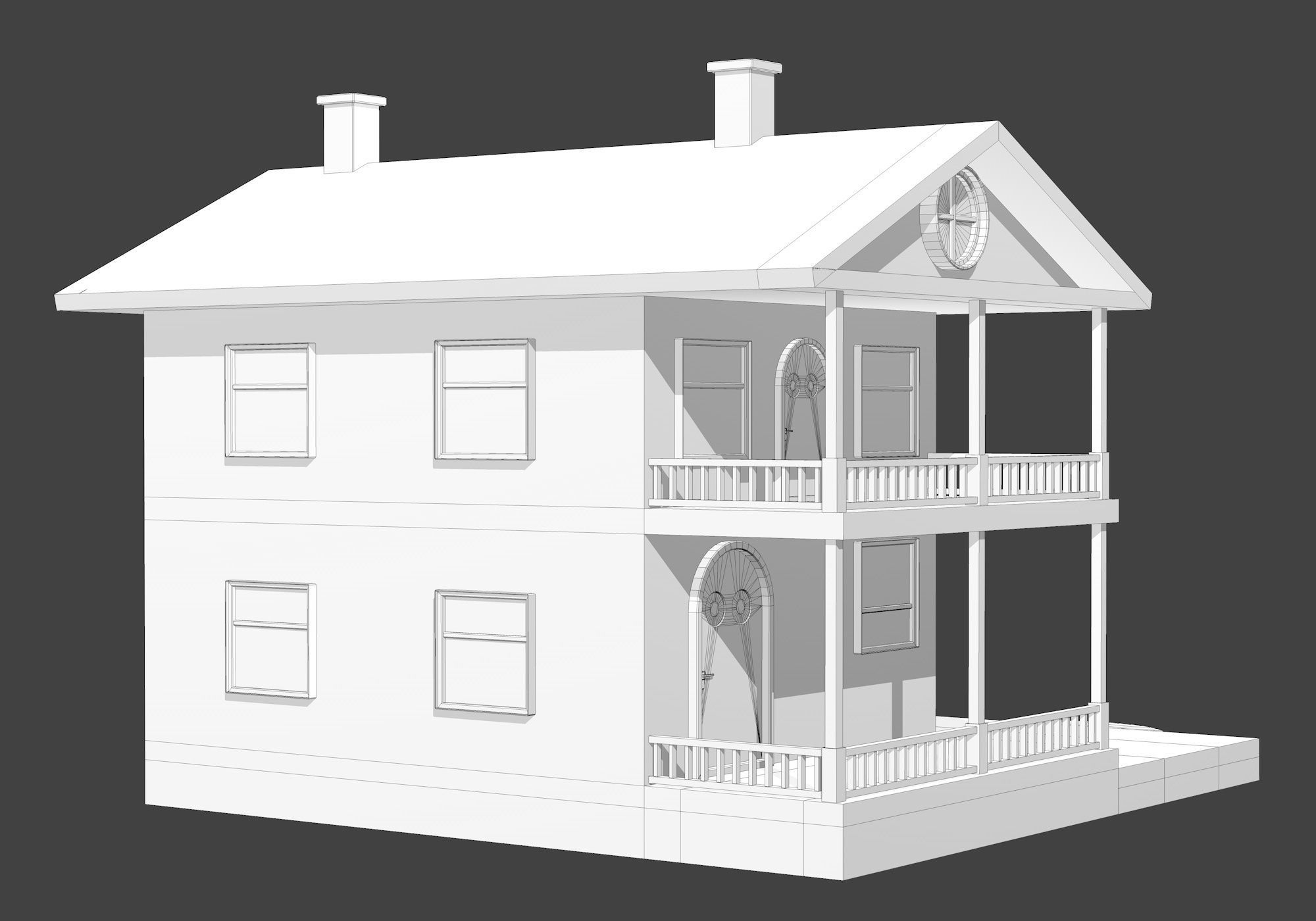 House with Solar Panel and Balcony 3D model_13