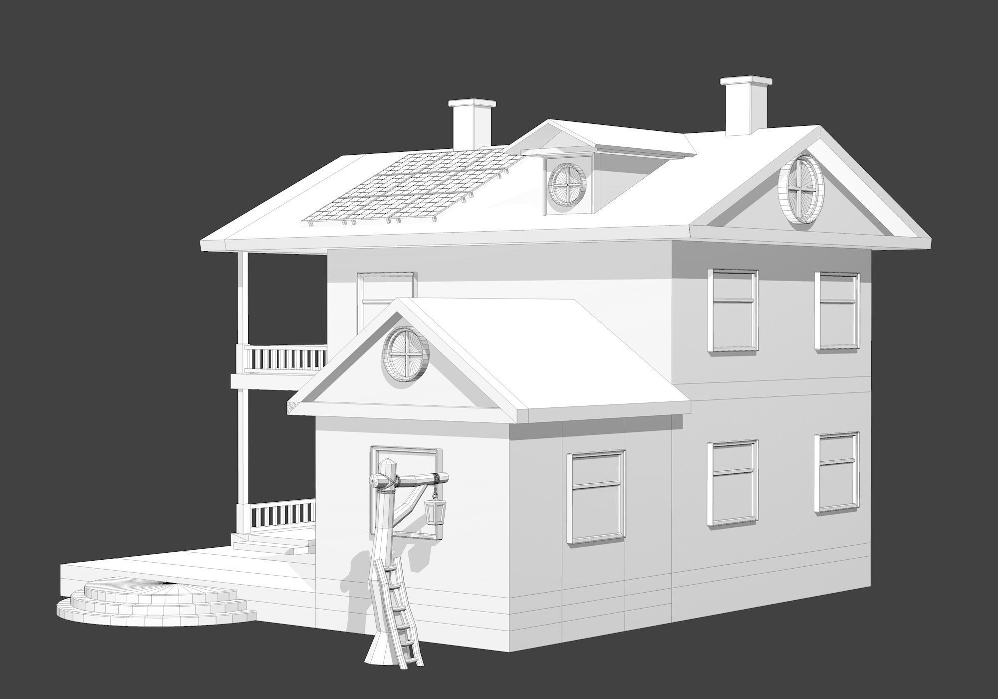 House with Solar Panel and Balcony 3D model_15