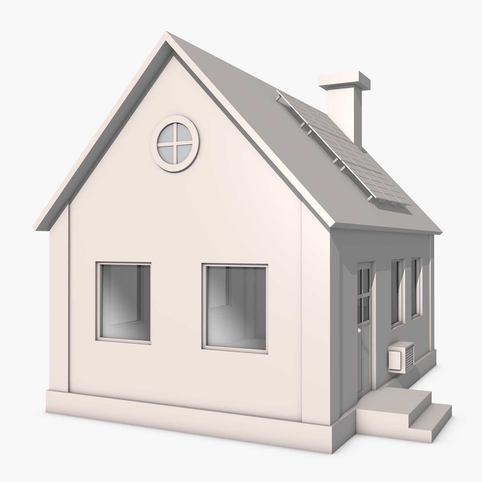 House with Solar Panel 3D model_4