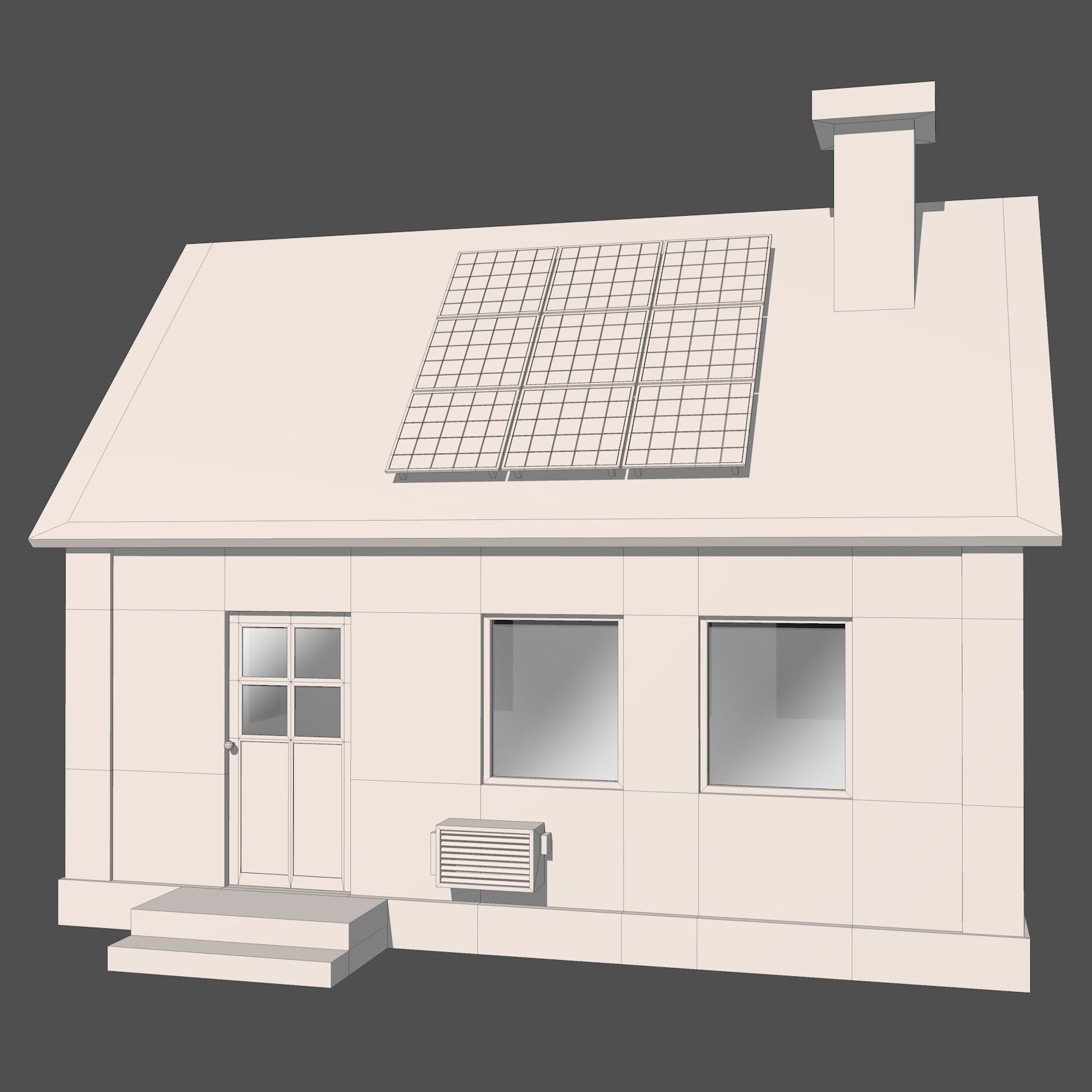 House with Solar Panel 3D model_17