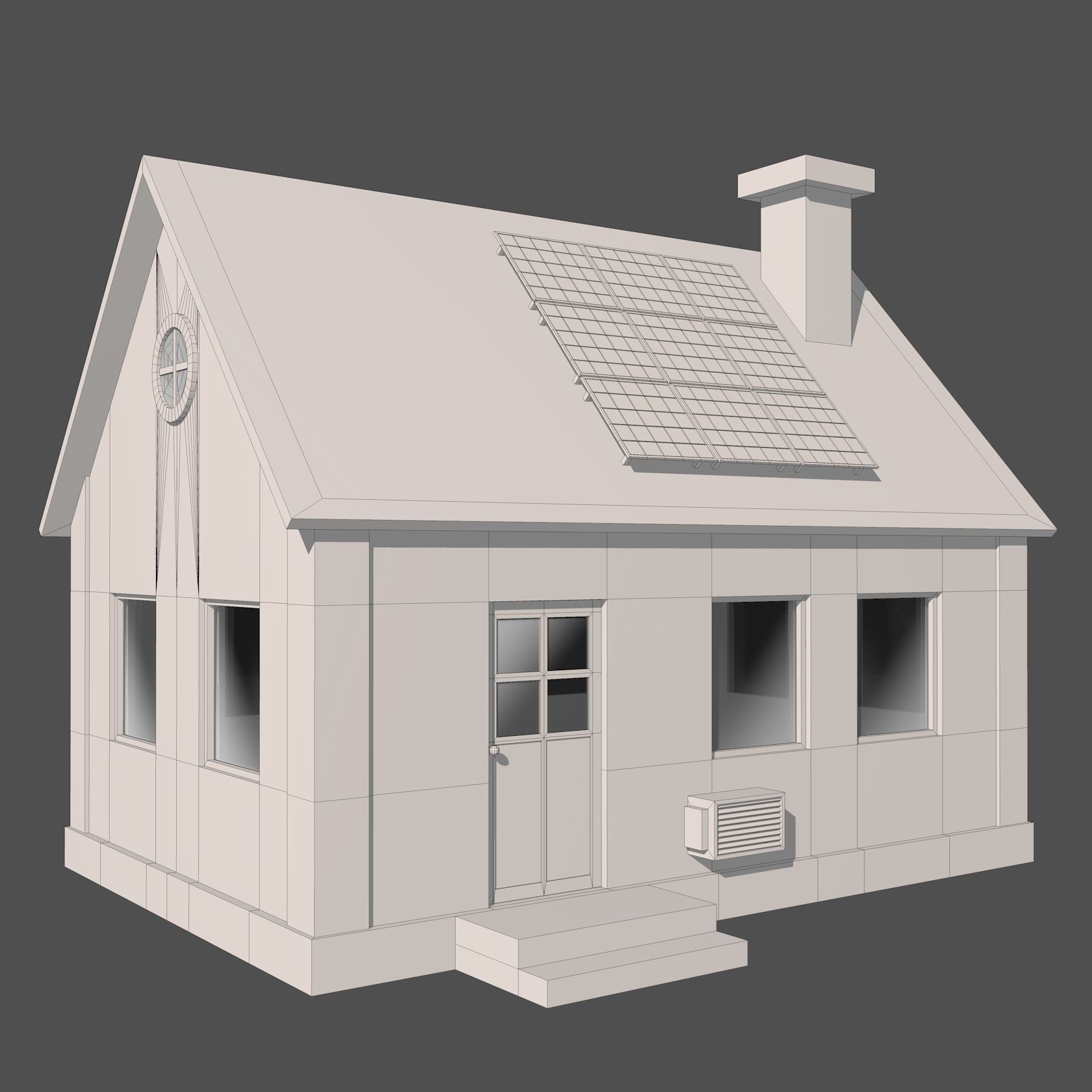 House with Solar Panel 3D model_18