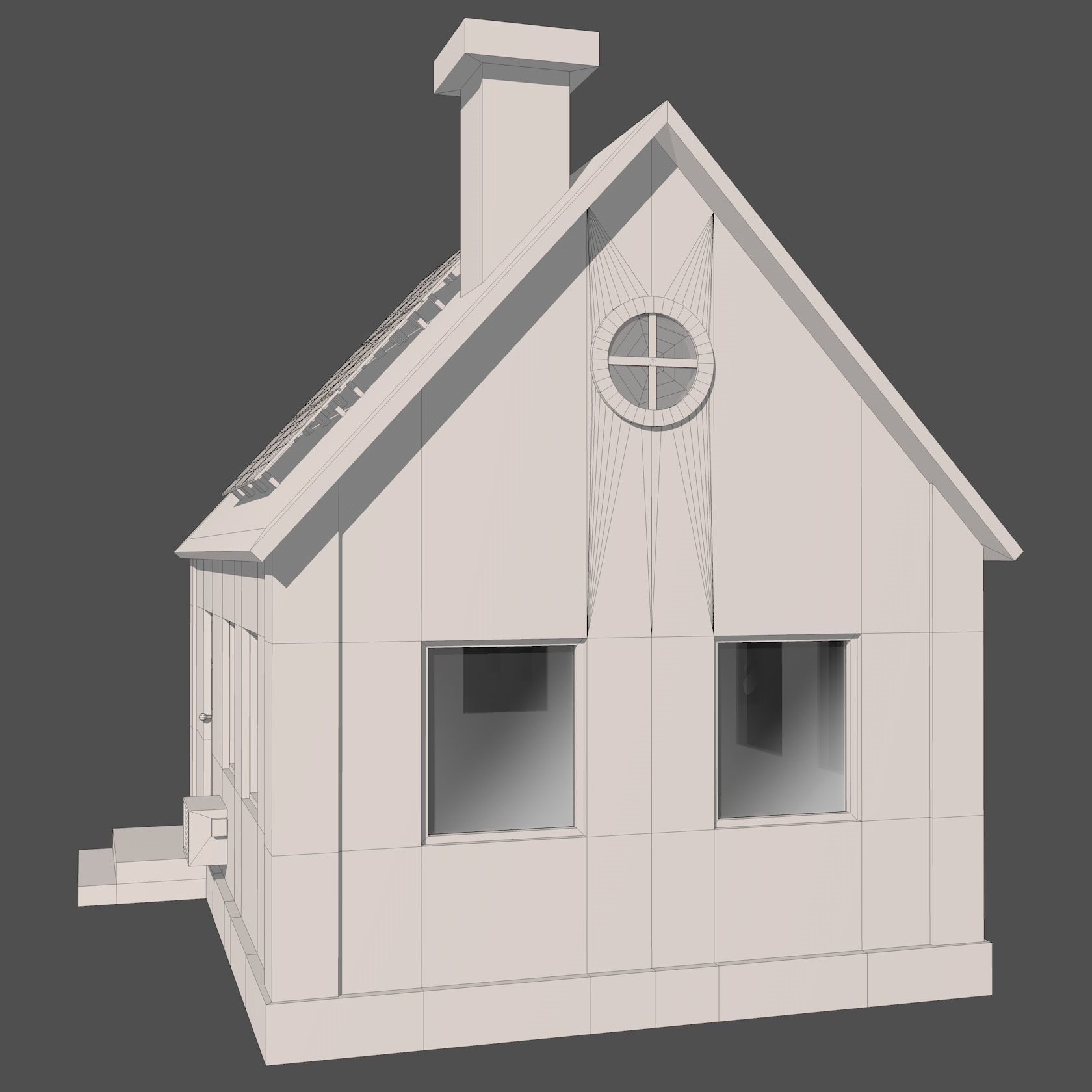 House with Solar Panel 3D model_16