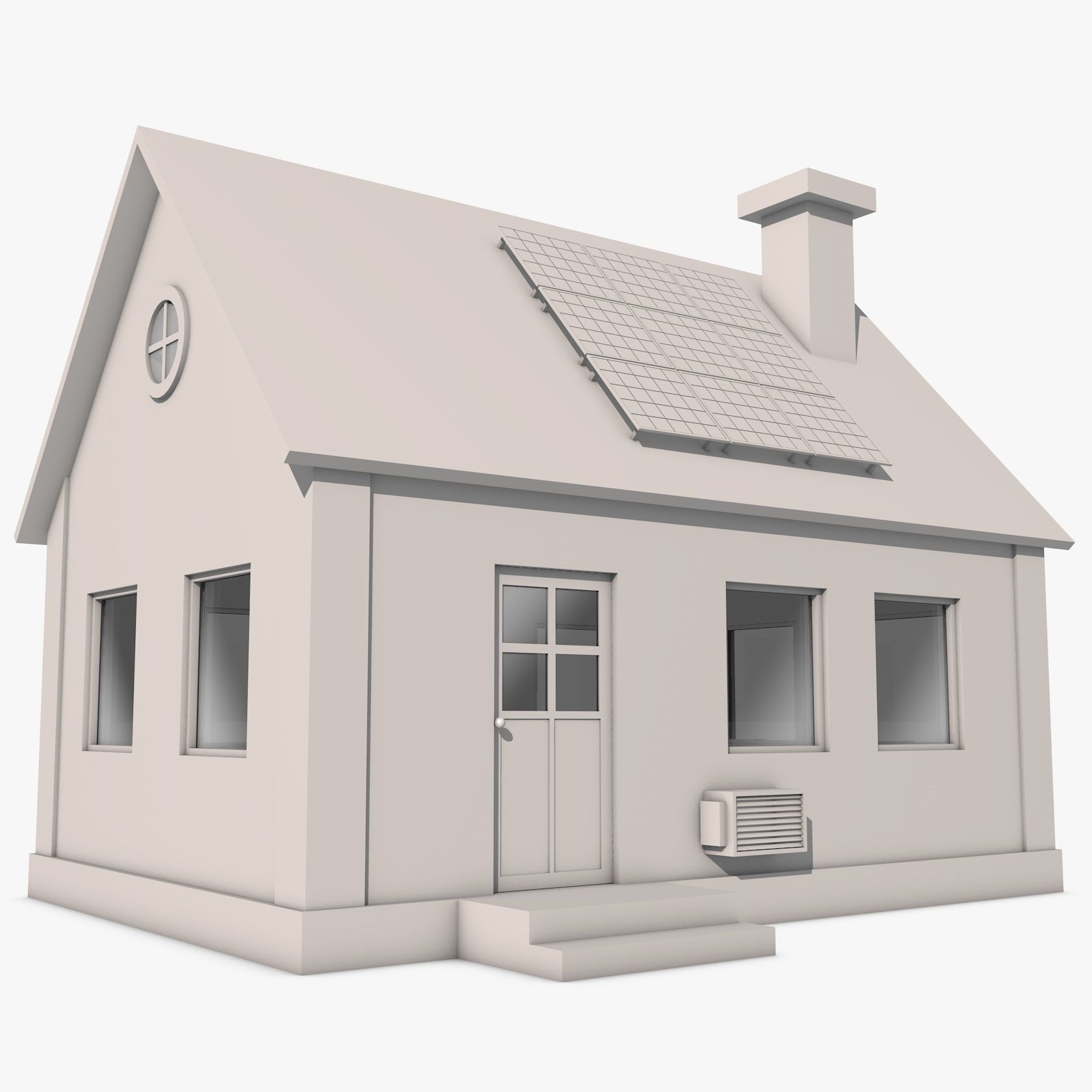 House with Solar Panel 3D model_7