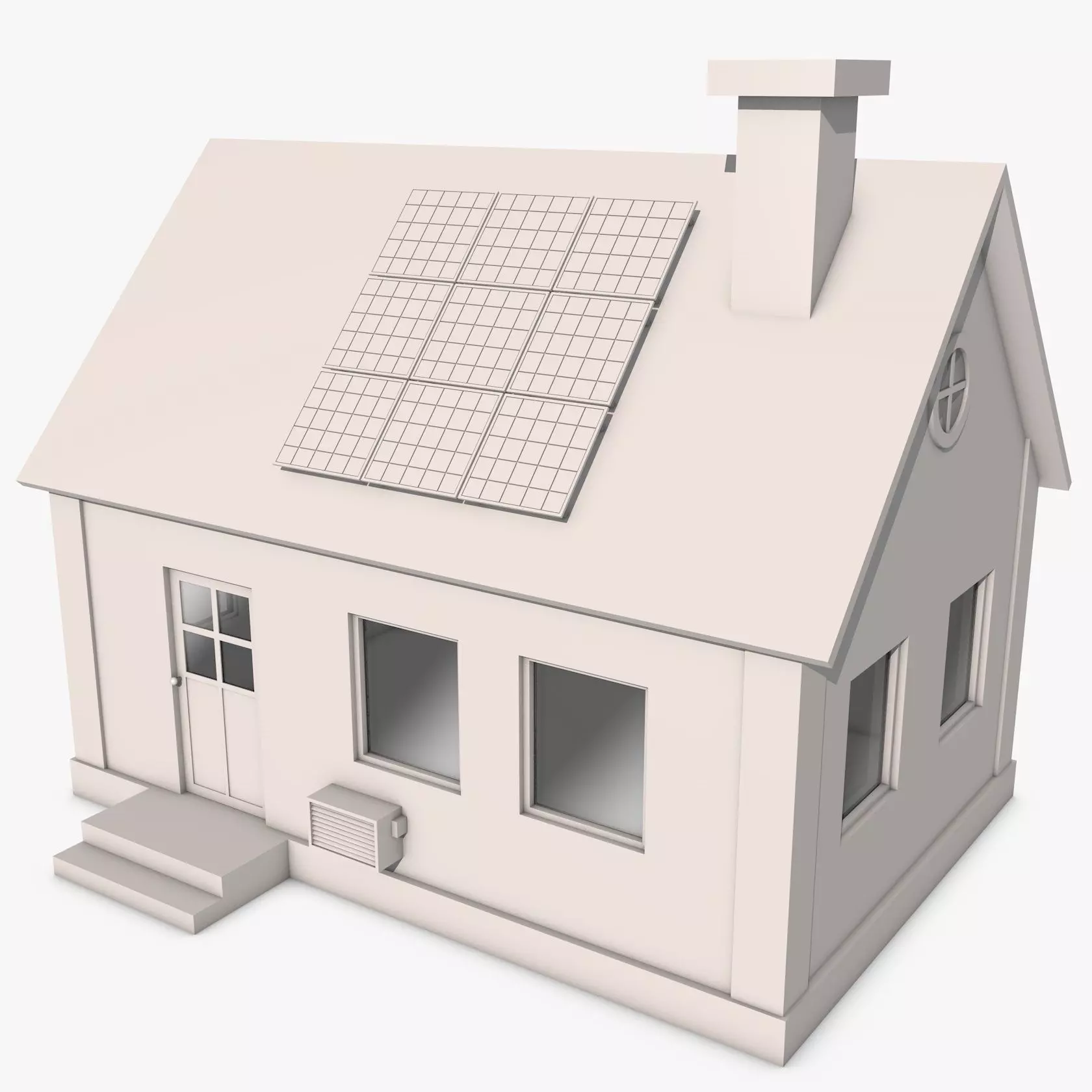 House with Solar Panel 3D model_0