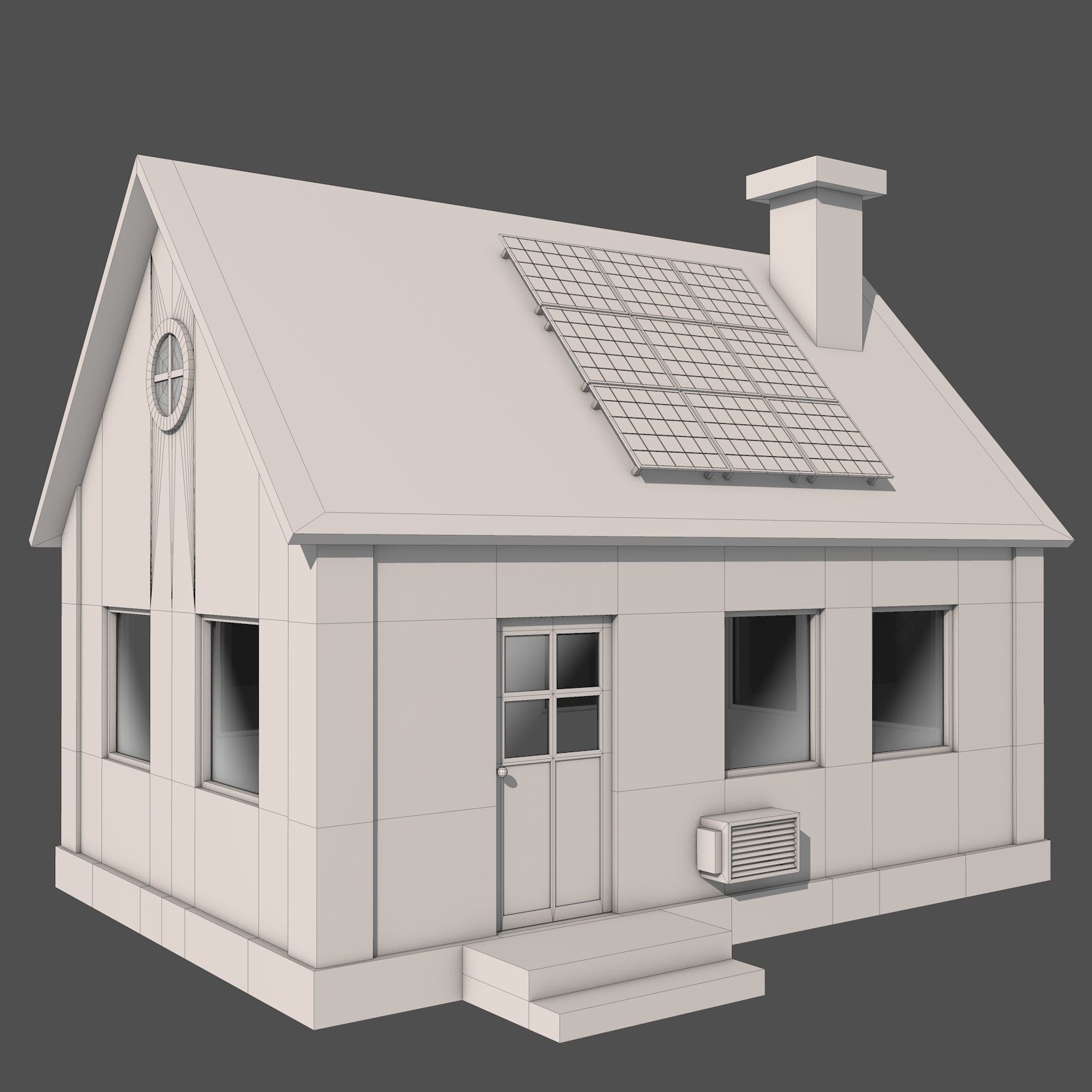 House with Solar Panel 3D model_11