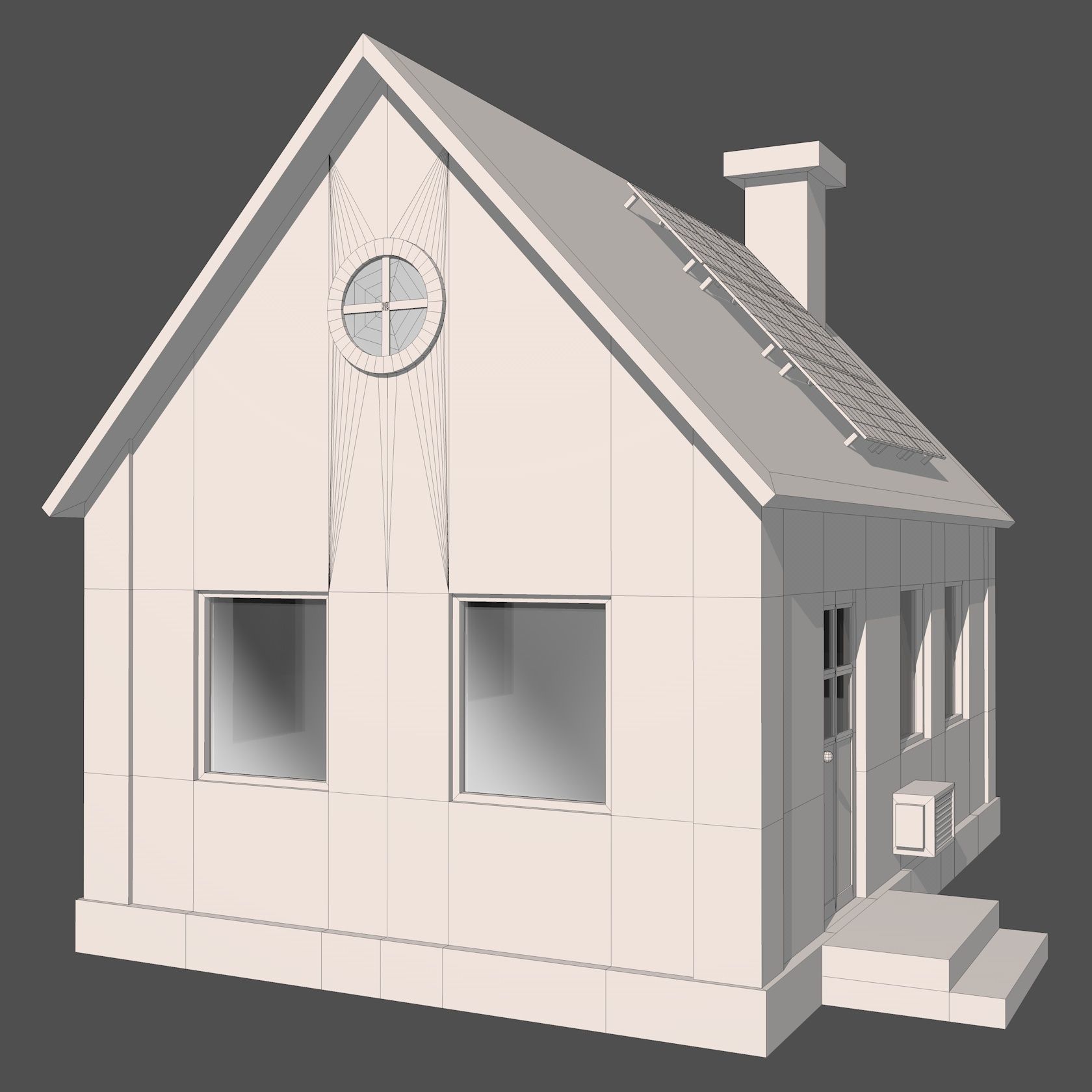 House with Solar Panel 3D model_19