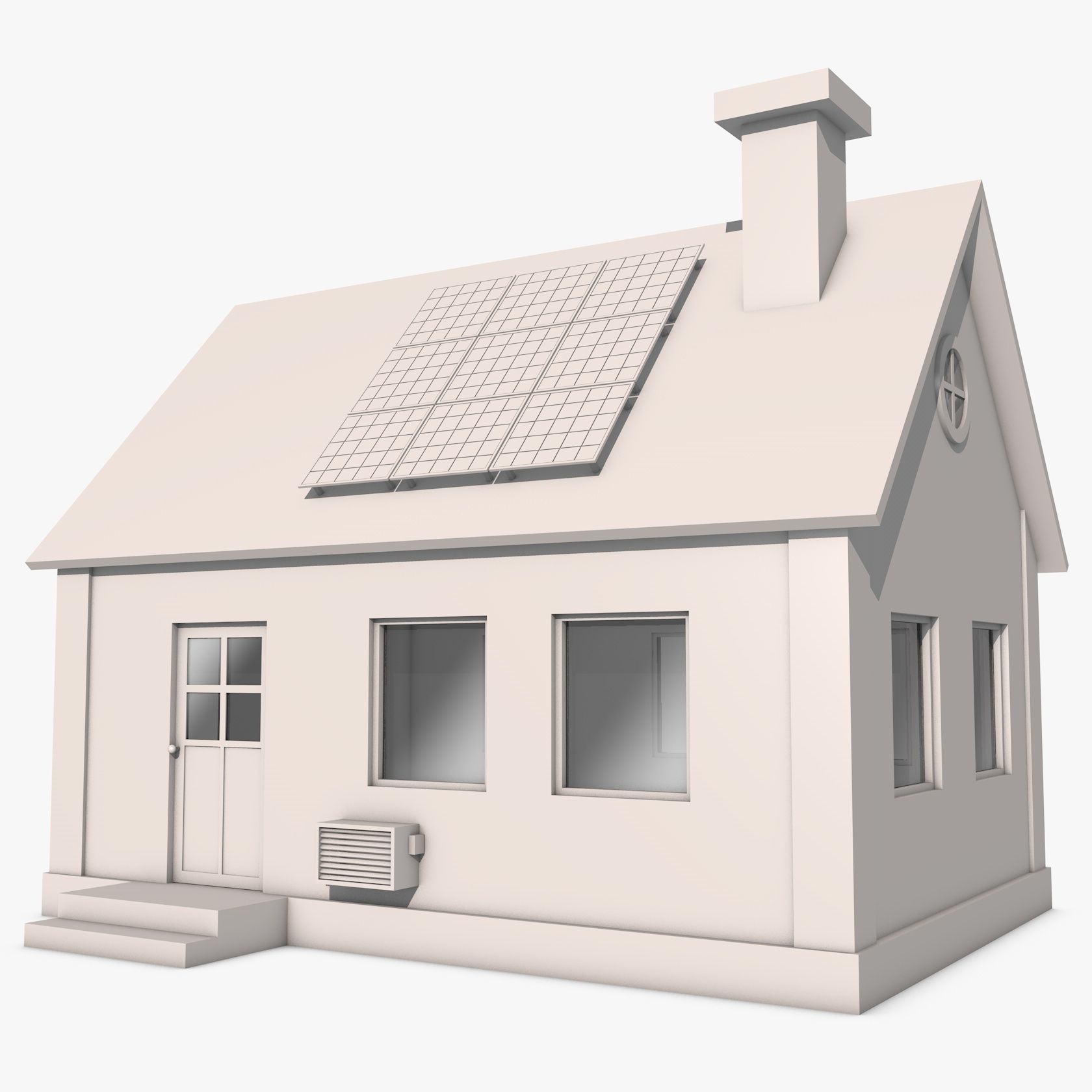 House with Solar Panel 3D model_9