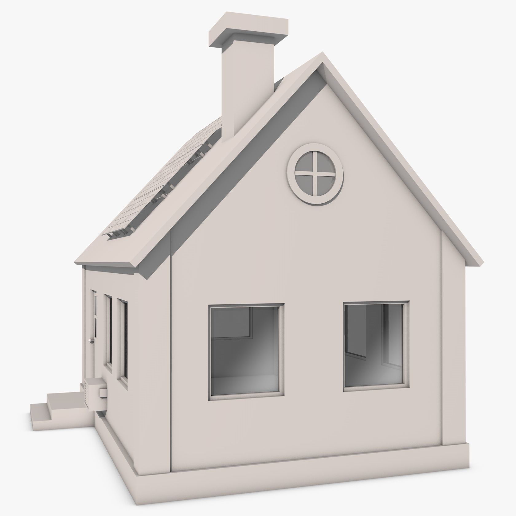 House with Solar Panel 3D model_8