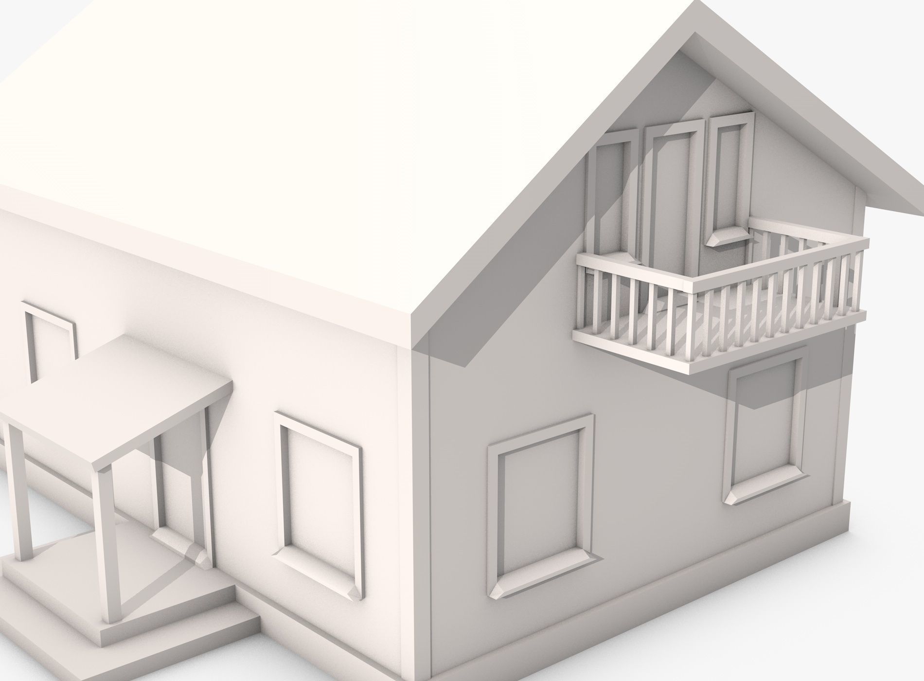 House with Solar Panel and Balcony 3D model_3