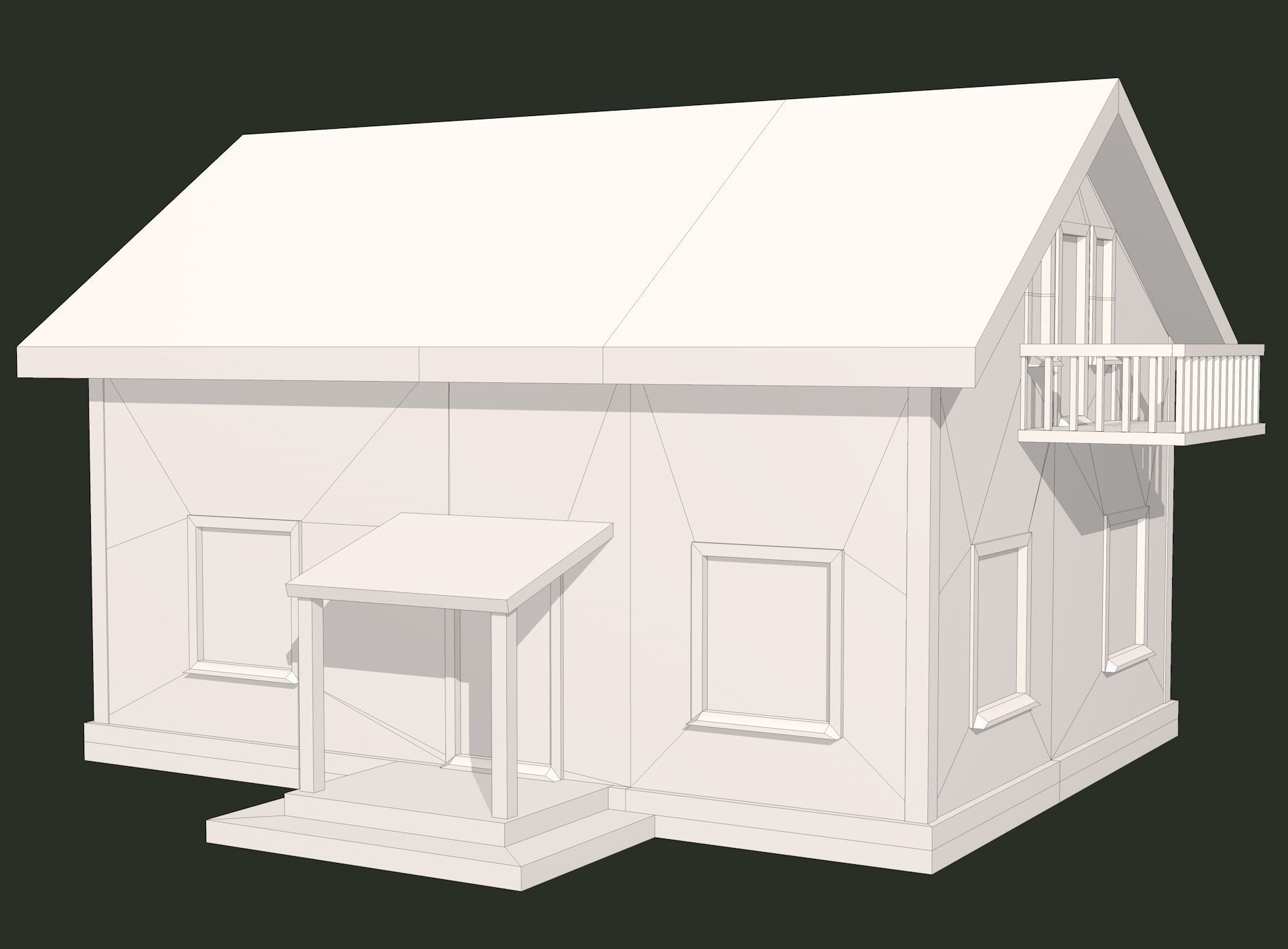 House with Solar Panel and Balcony 3D model_8