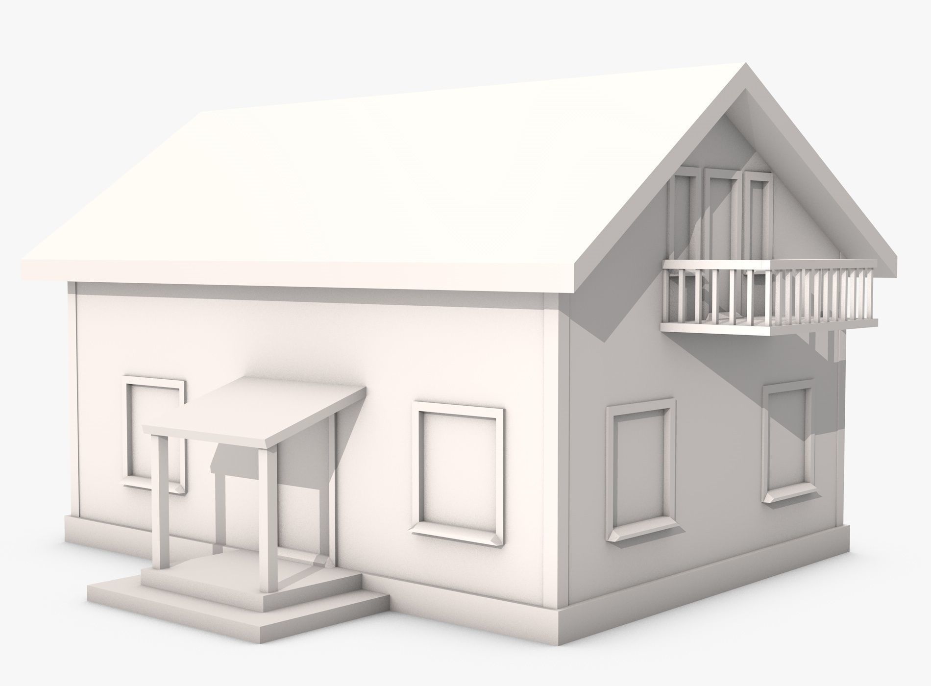 House with Solar Panel and Balcony 3D model_4