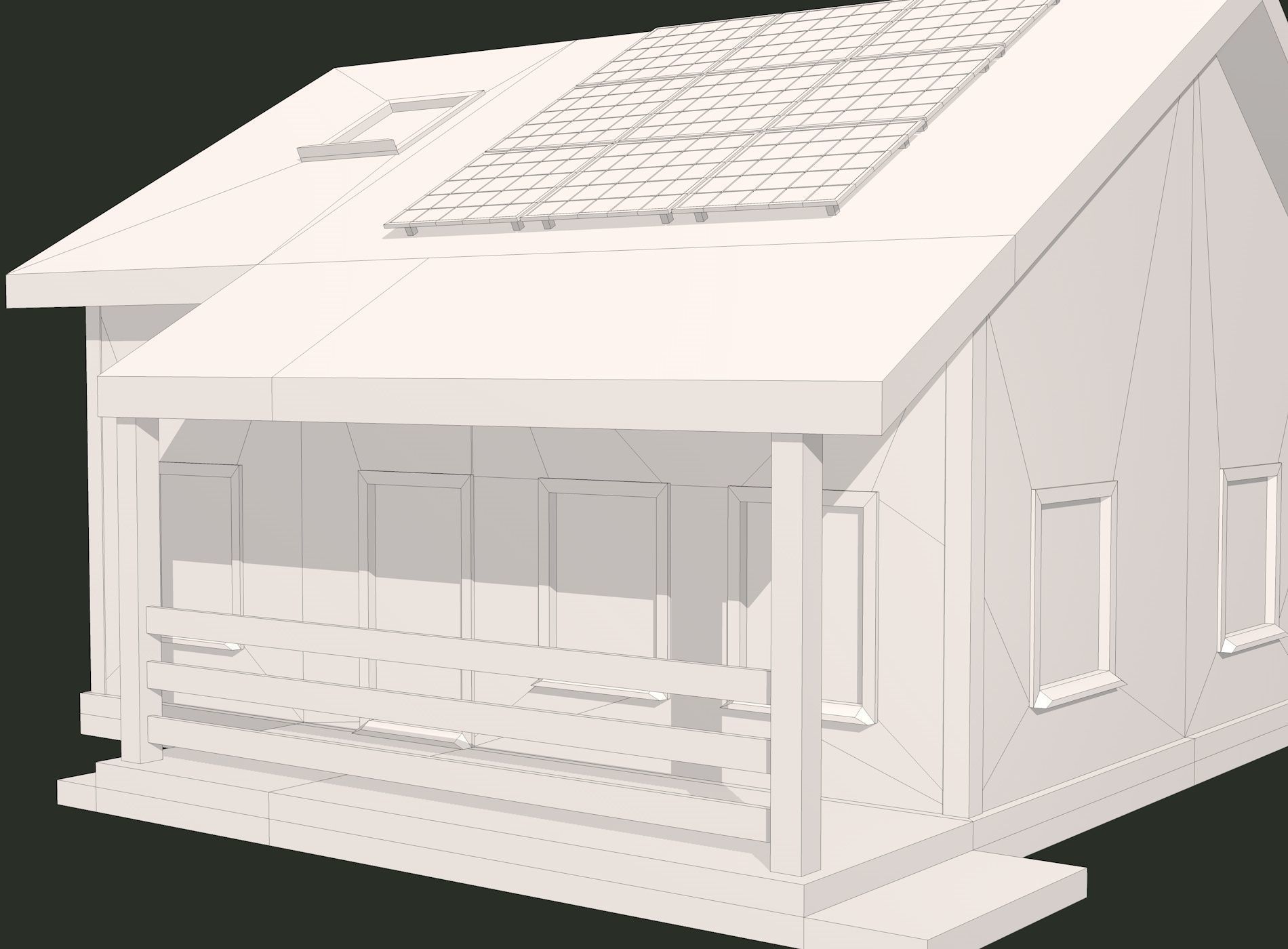 House with Solar Panel and Balcony 3D model_9