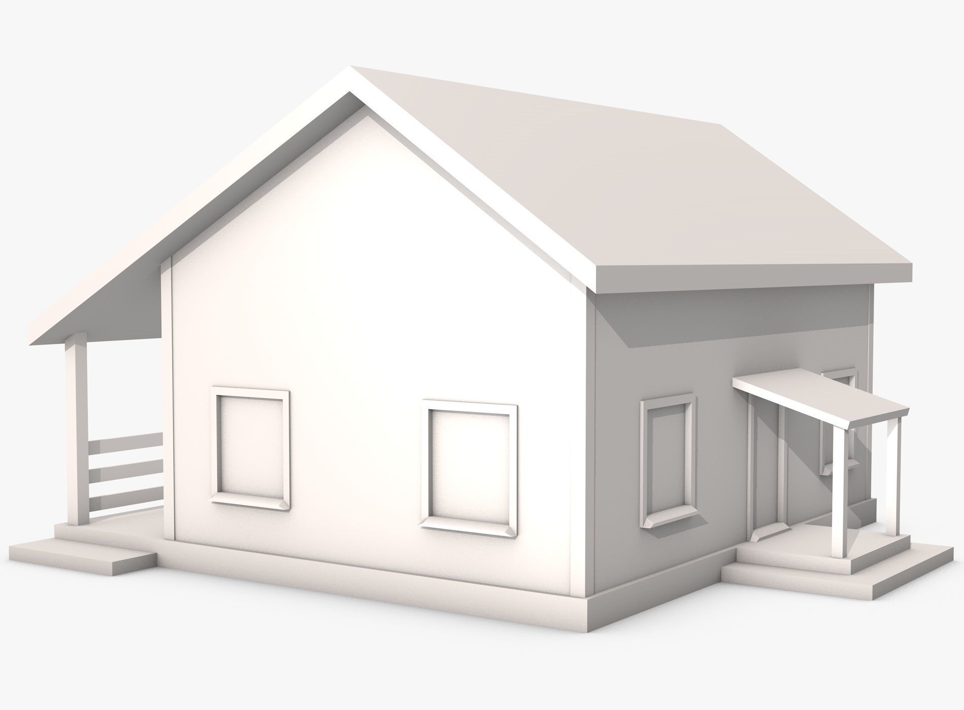 House with Solar Panel and Balcony 3D model_2