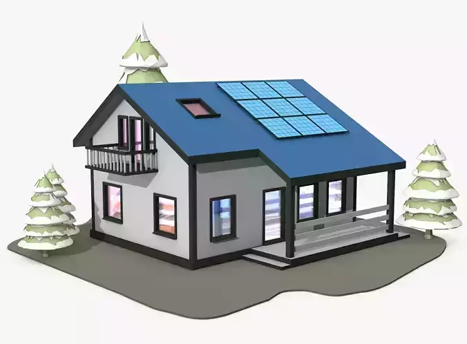 House with Solar Panel and Balcony