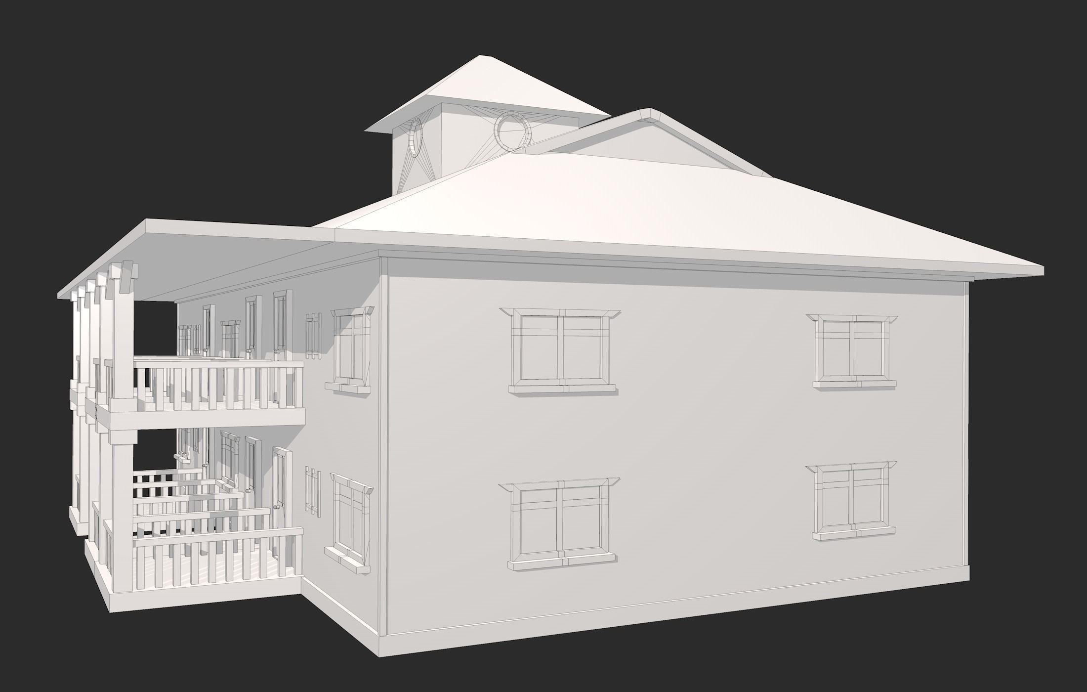 Big House with Balcony 3D model_14