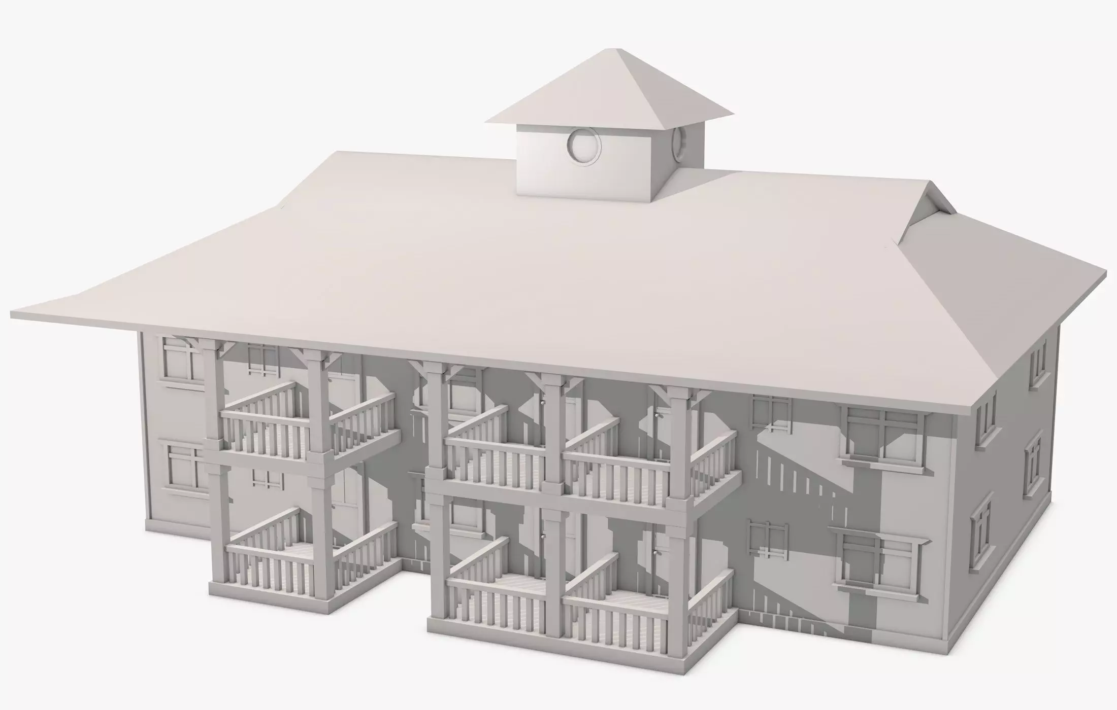 Big House with Balcony 3D model_0