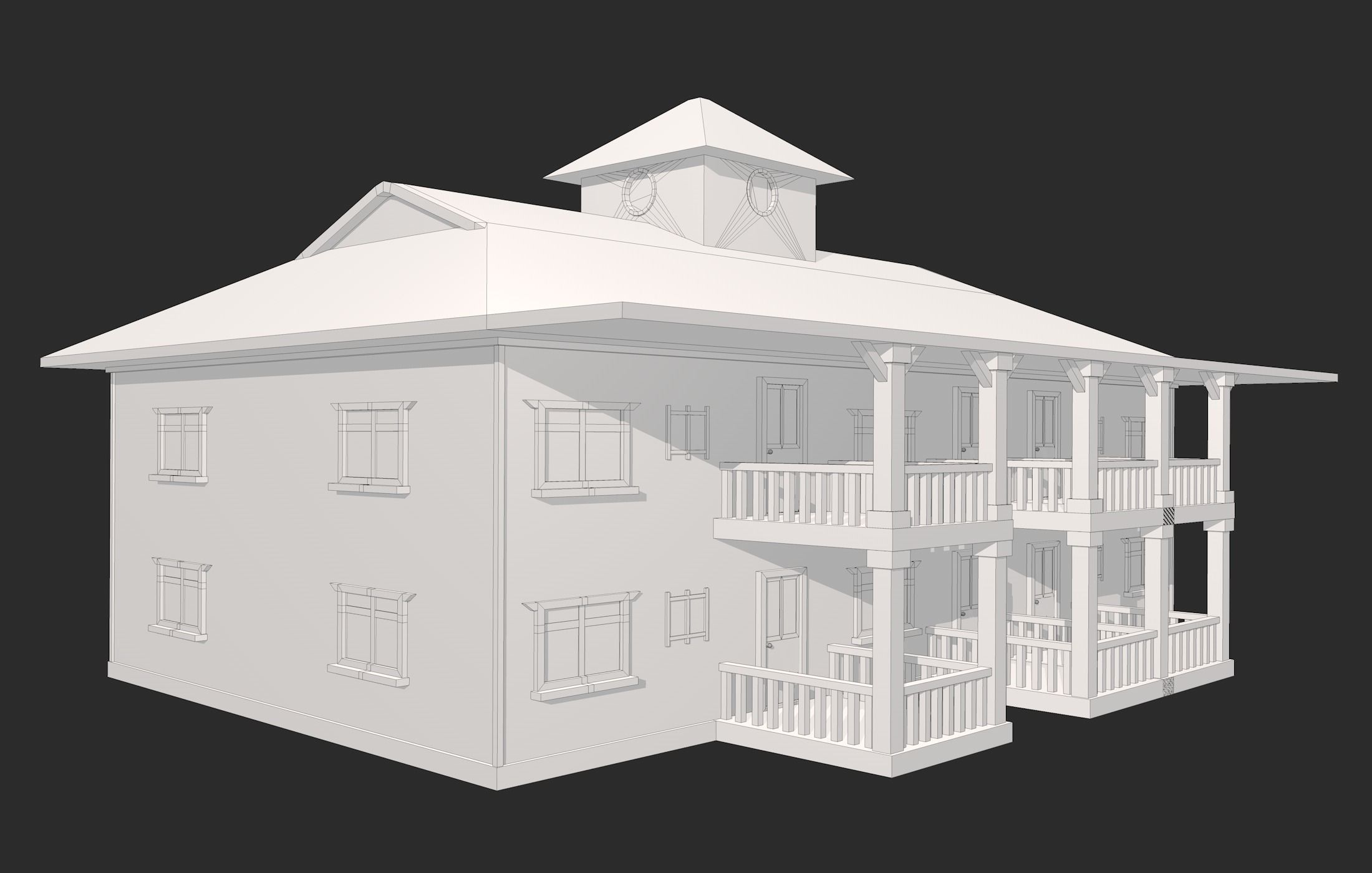 Big House with Balcony 3D model_19
