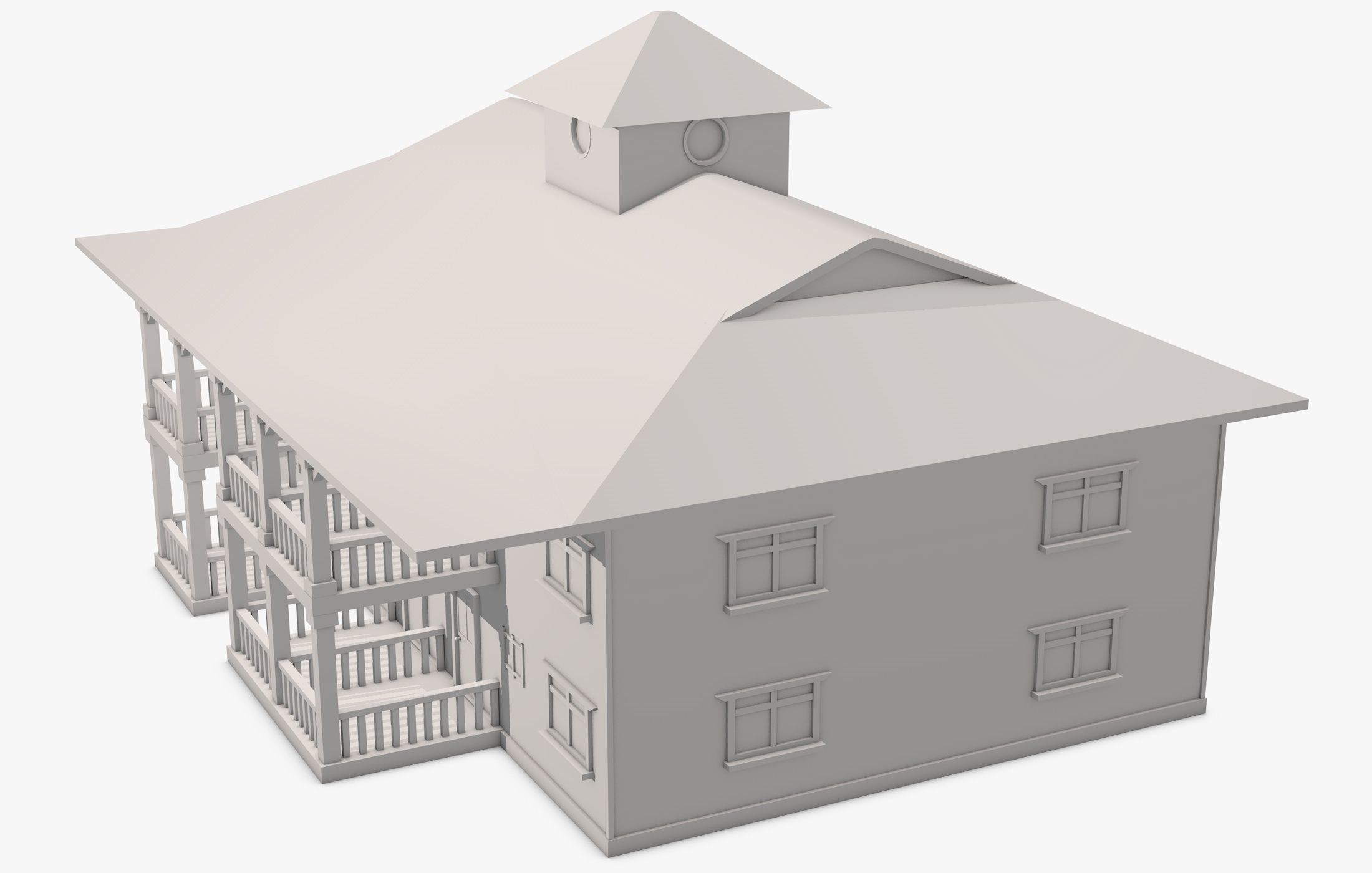 Big House with Balcony 3D model_7