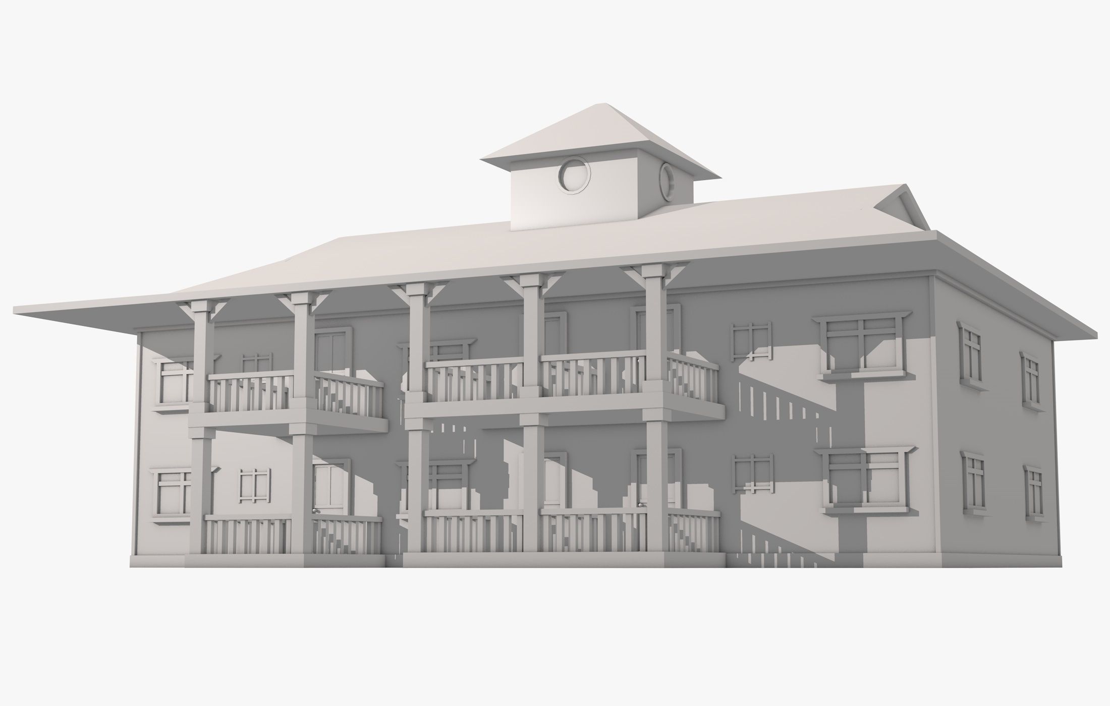 Big House with Balcony 3D model_10