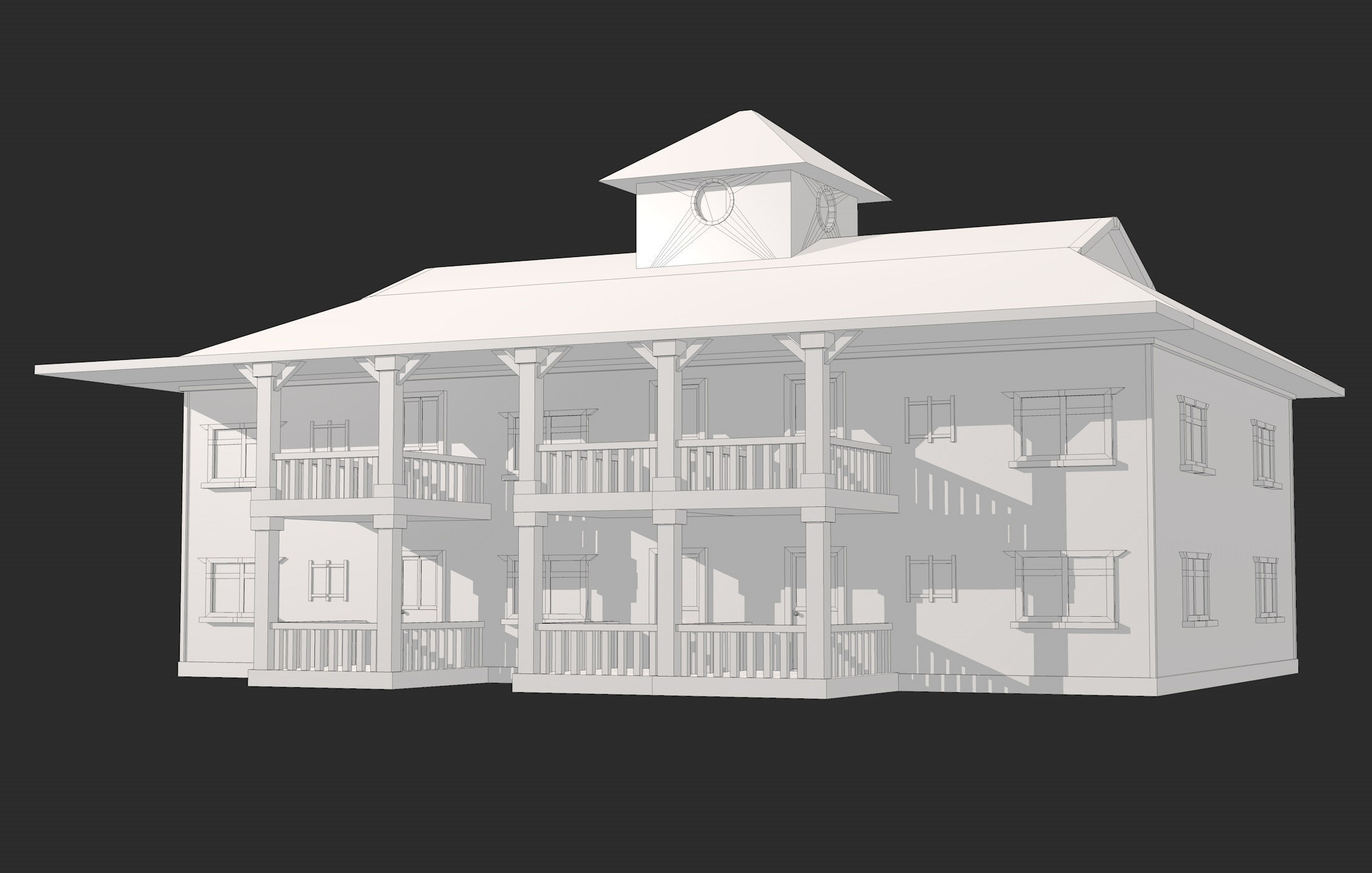Big House with Balcony 3D model_17