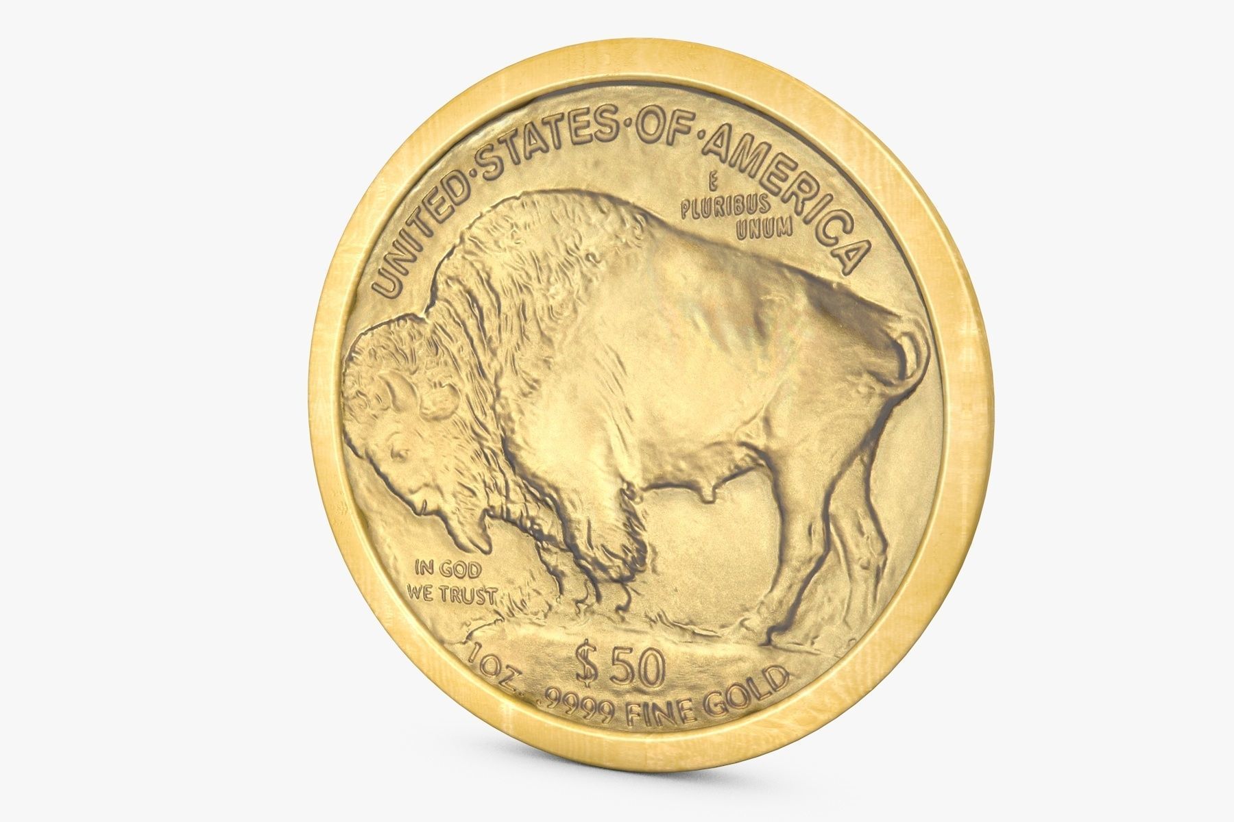 Gold Buffalo 50 Dollar Coin 3D model_3