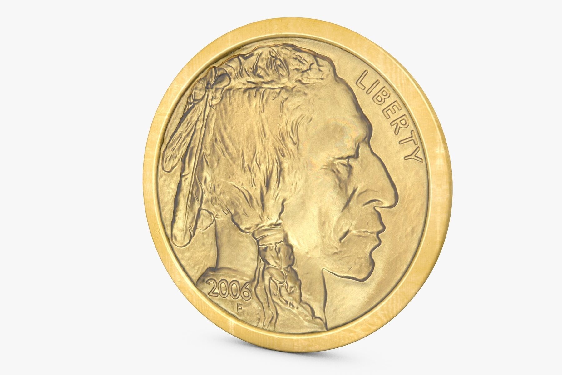 Gold Buffalo 50 Dollar Coin 3D model_2
