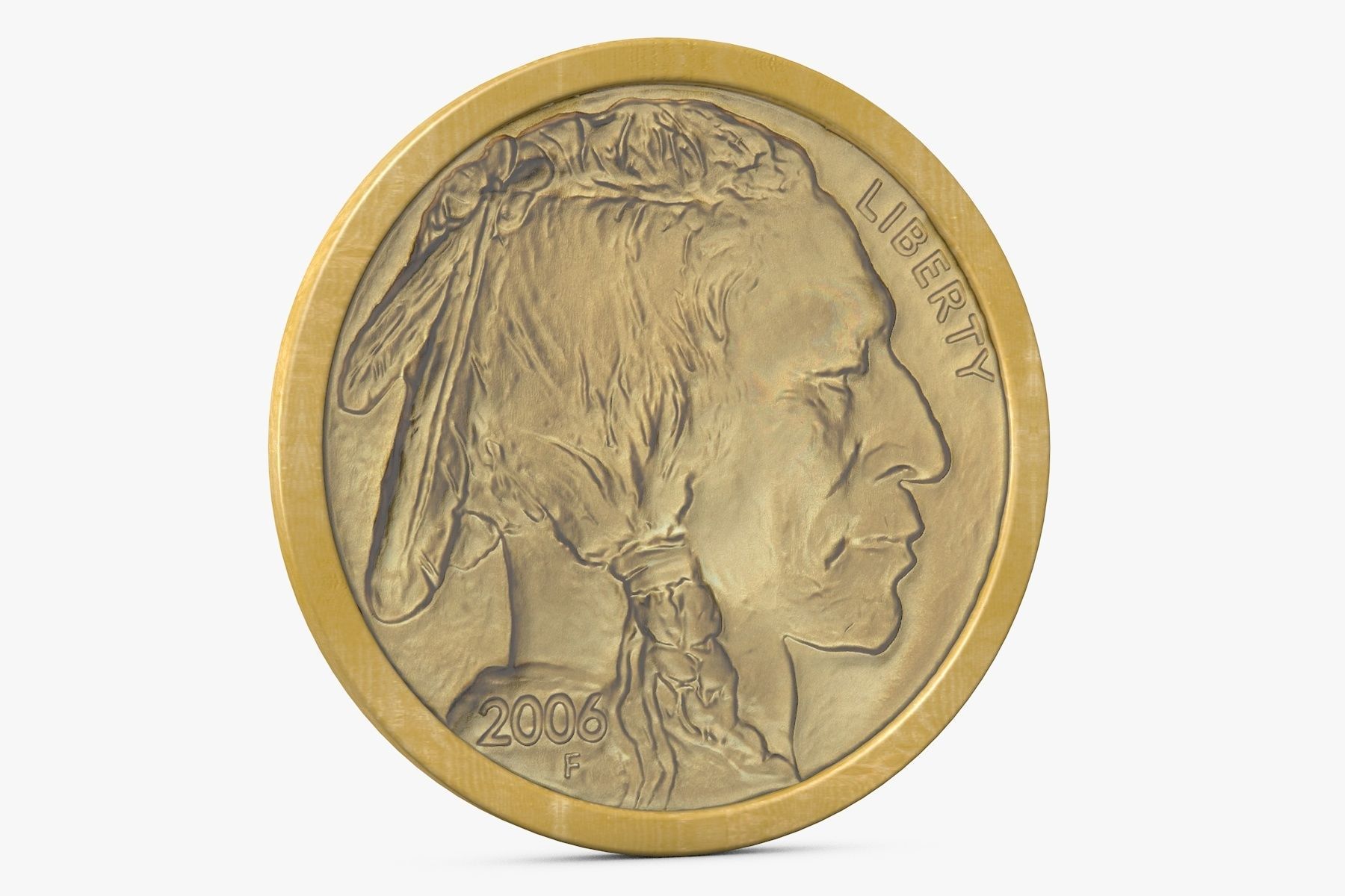 Gold Buffalo 50 Dollar Coin 3D model_1