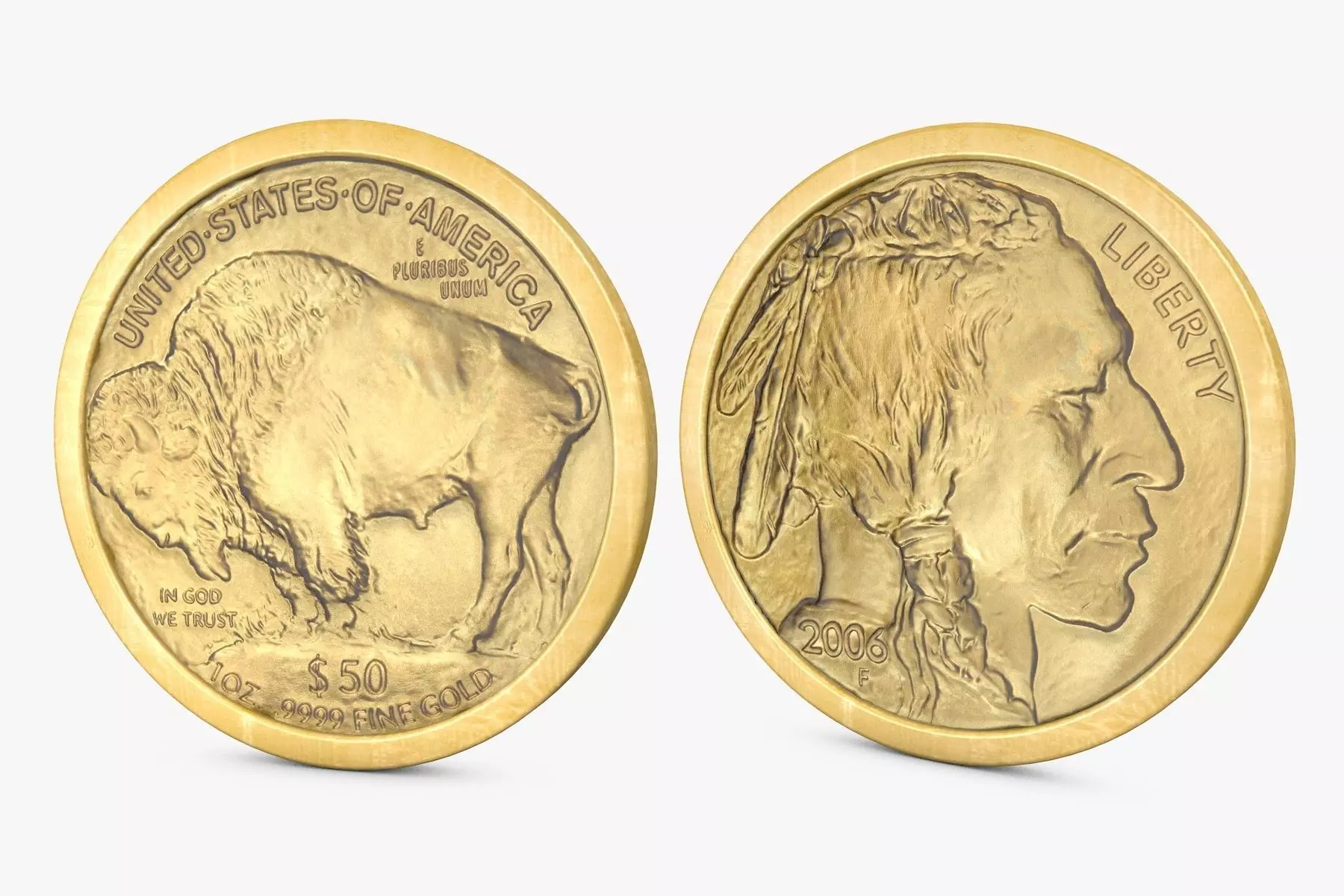 Gold Buffalo 50 Dollar Coin 3D model_0