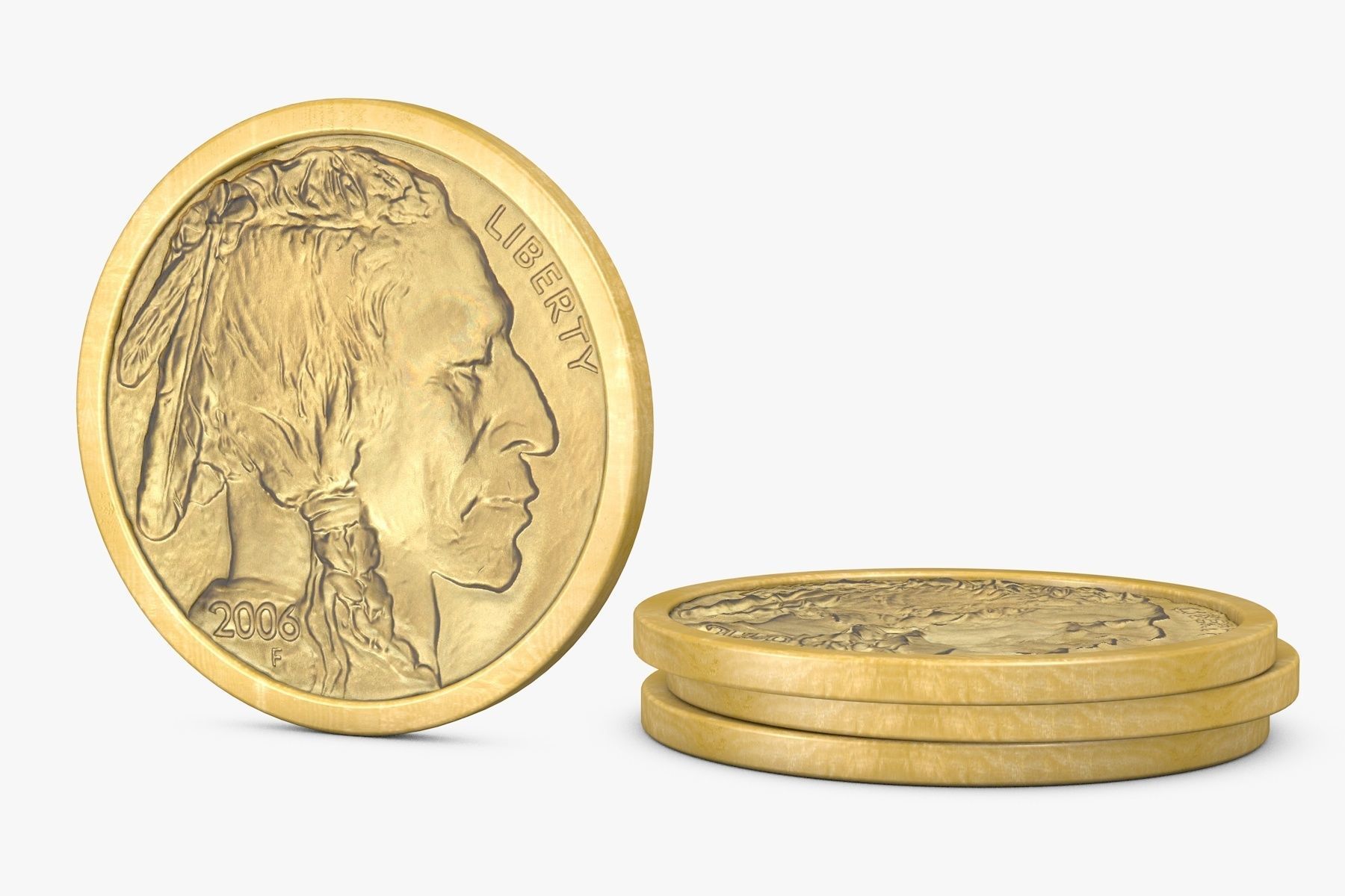Gold Buffalo 50 Dollar Coin 3D model_5
