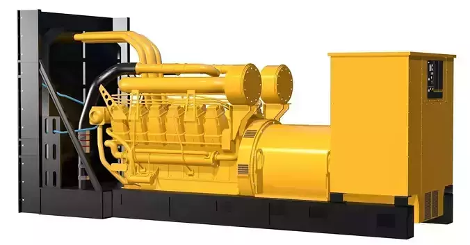 Yellow Industrial Generator Model 3D model