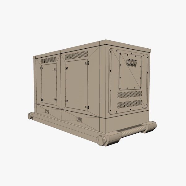 White Industrial Gas Generator 3D model_7