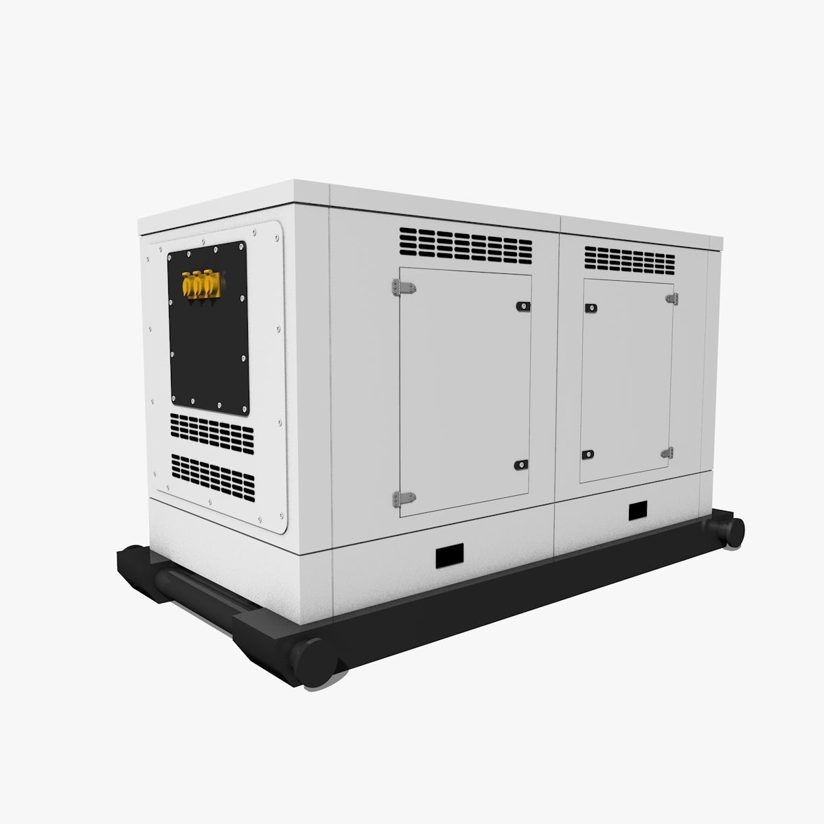 White Industrial Gas Generator 3D model_1